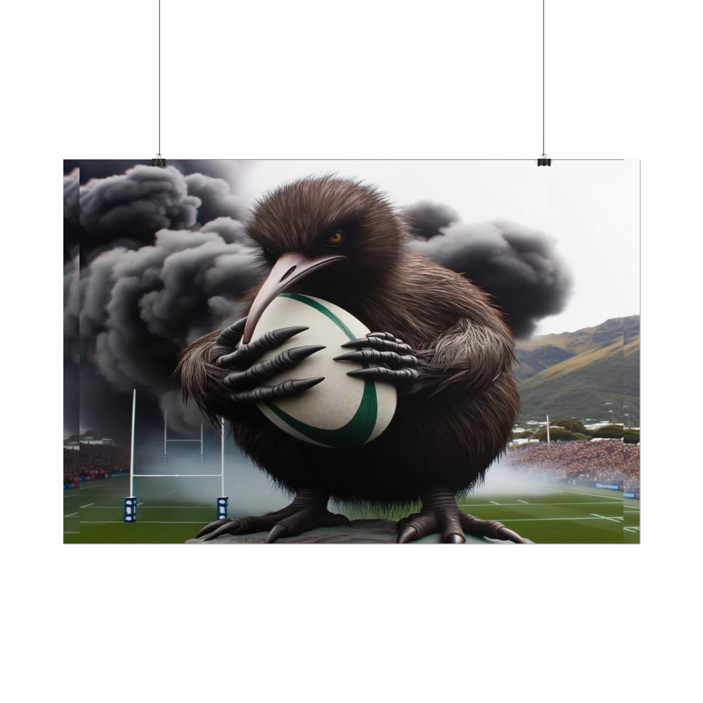 Rugby Kiwi Rolled Poster 900 x 600mm
