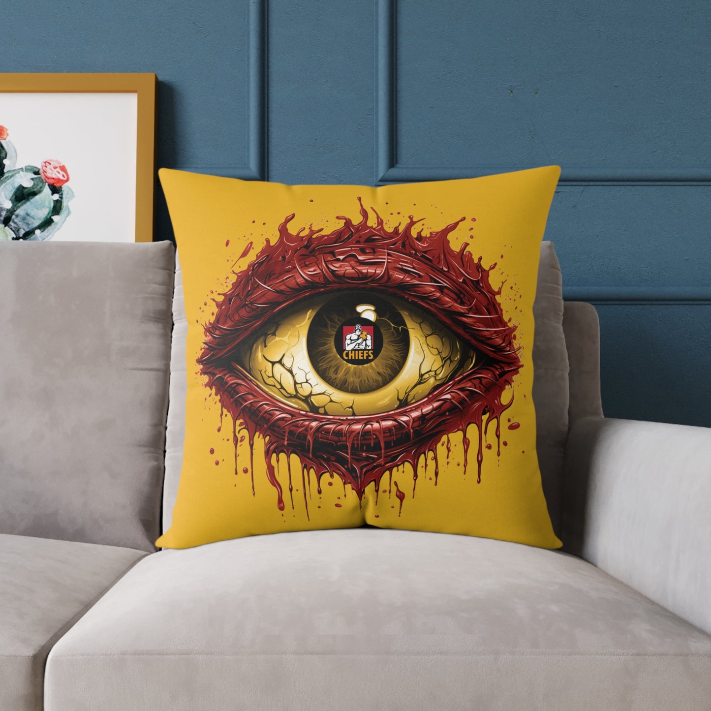Square Poly Canvas Pillow - yellow