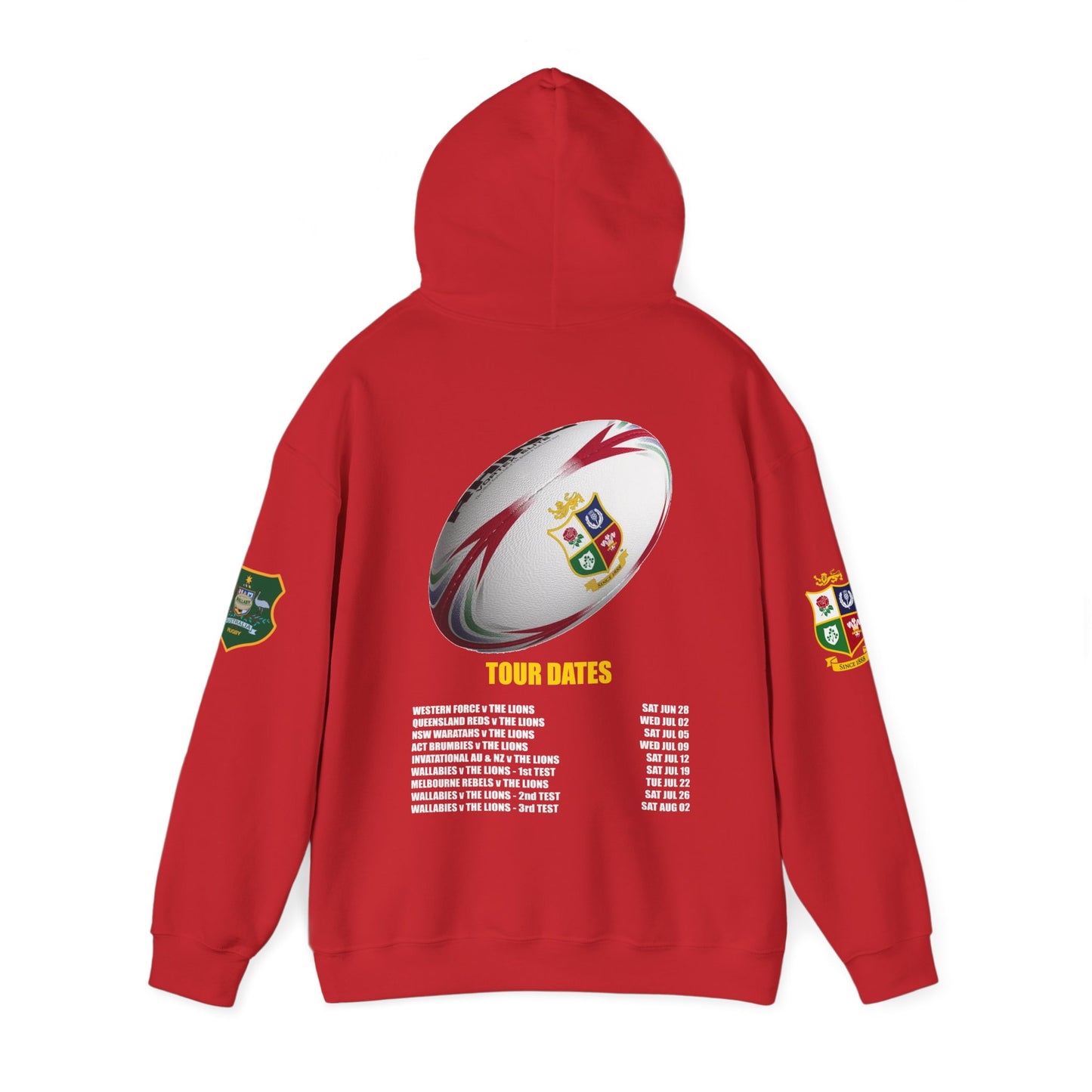 Lions Tour 2025 Rugby Legends Unisex Hooded Sweatshirt - Heavy Blend, Perfect for Sports Fans - Lion & Roo Design 2 (UK distributor)