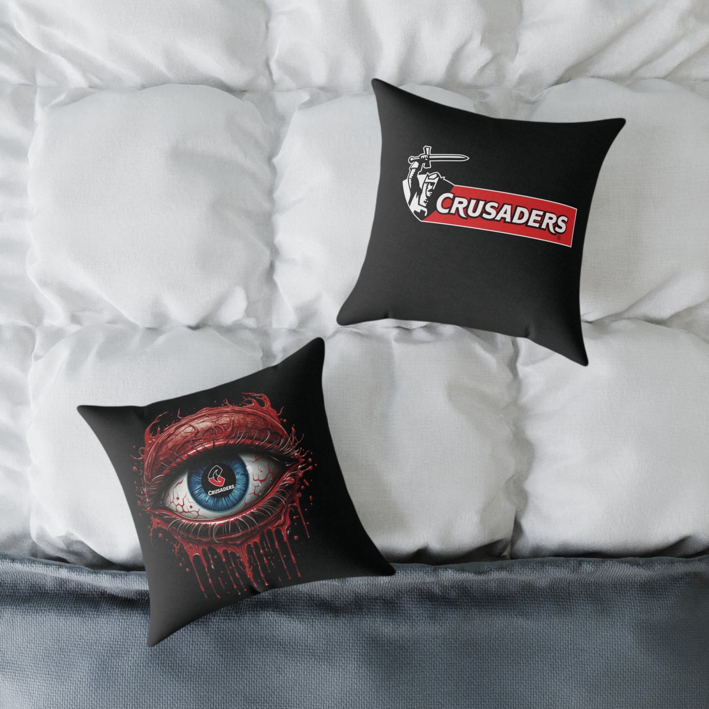 Square Poly Canvas Pillow - black