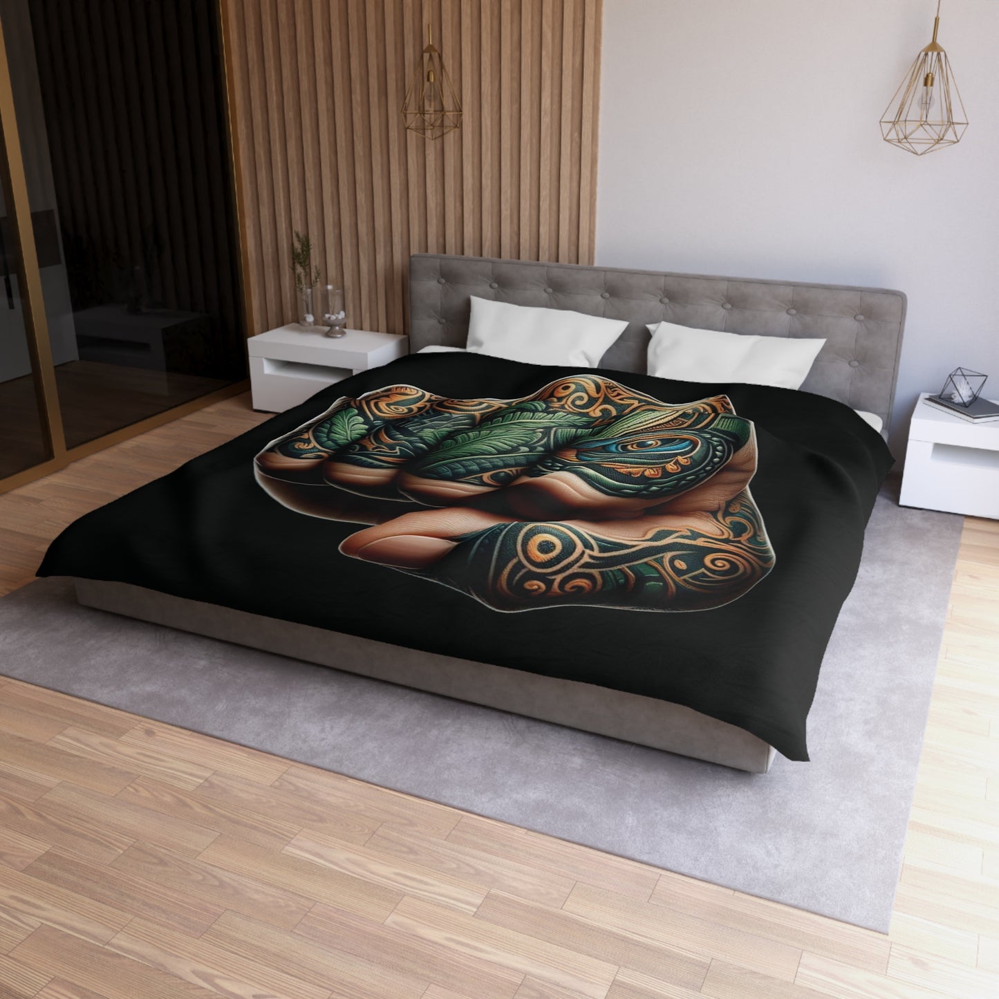 Maori Fist Microfiber Duvet Cover