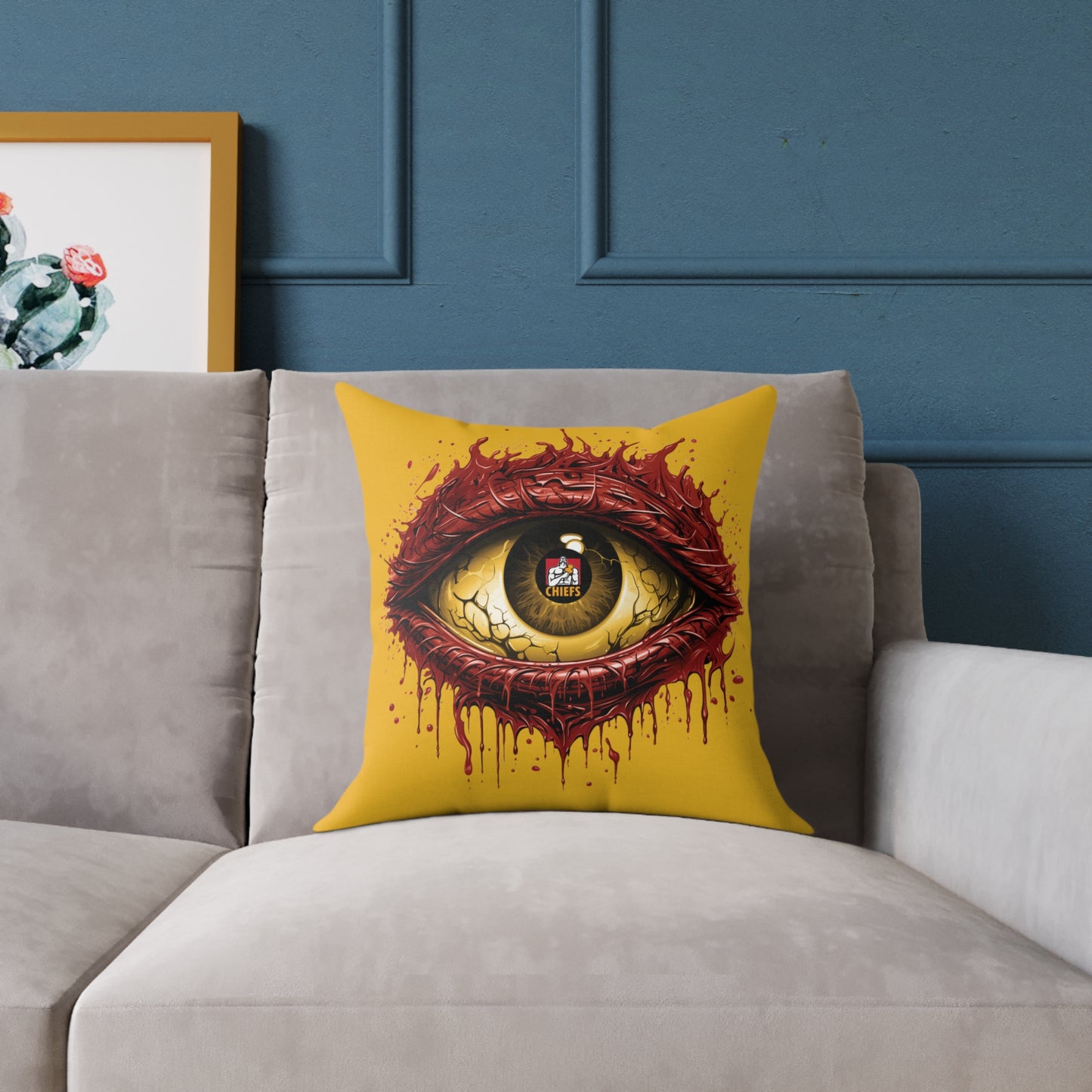 Square Poly Canvas Pillow - yellow