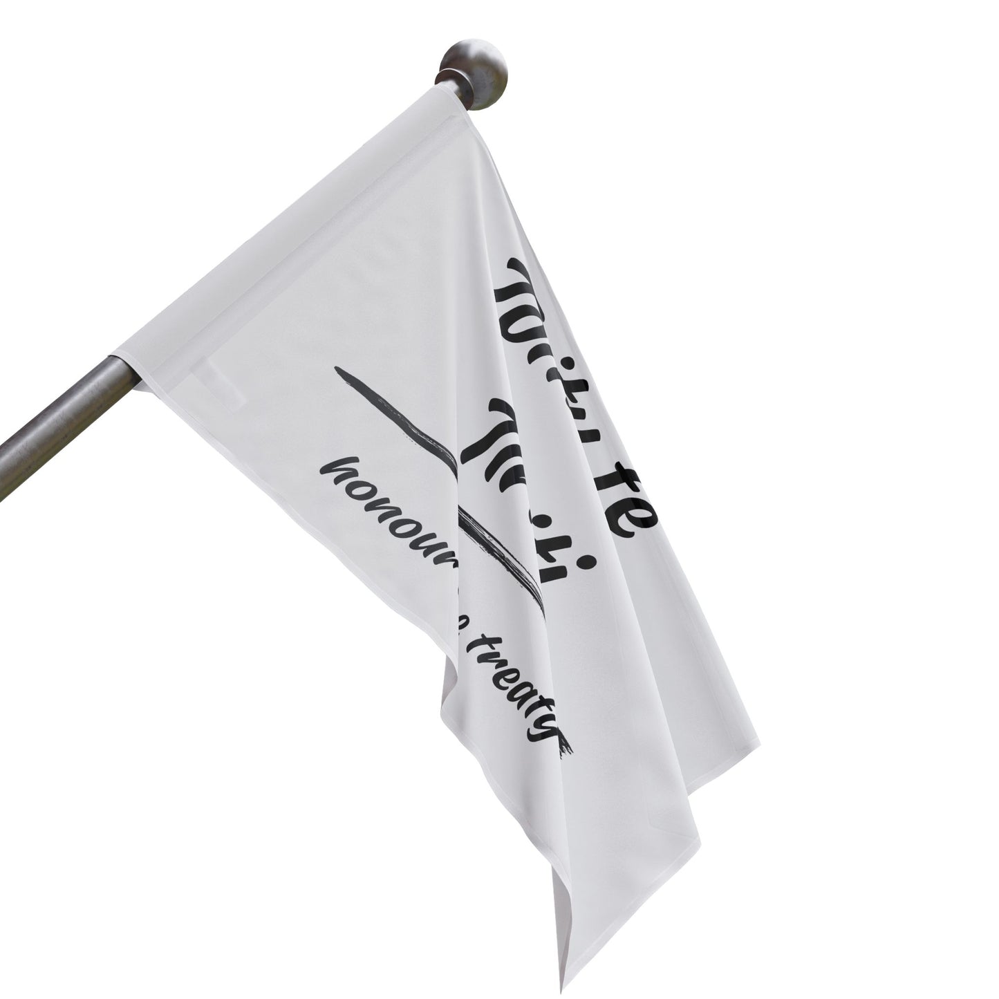 Toitu te Tiriti - Honour the Treaty Flag - Black Text on White Flag