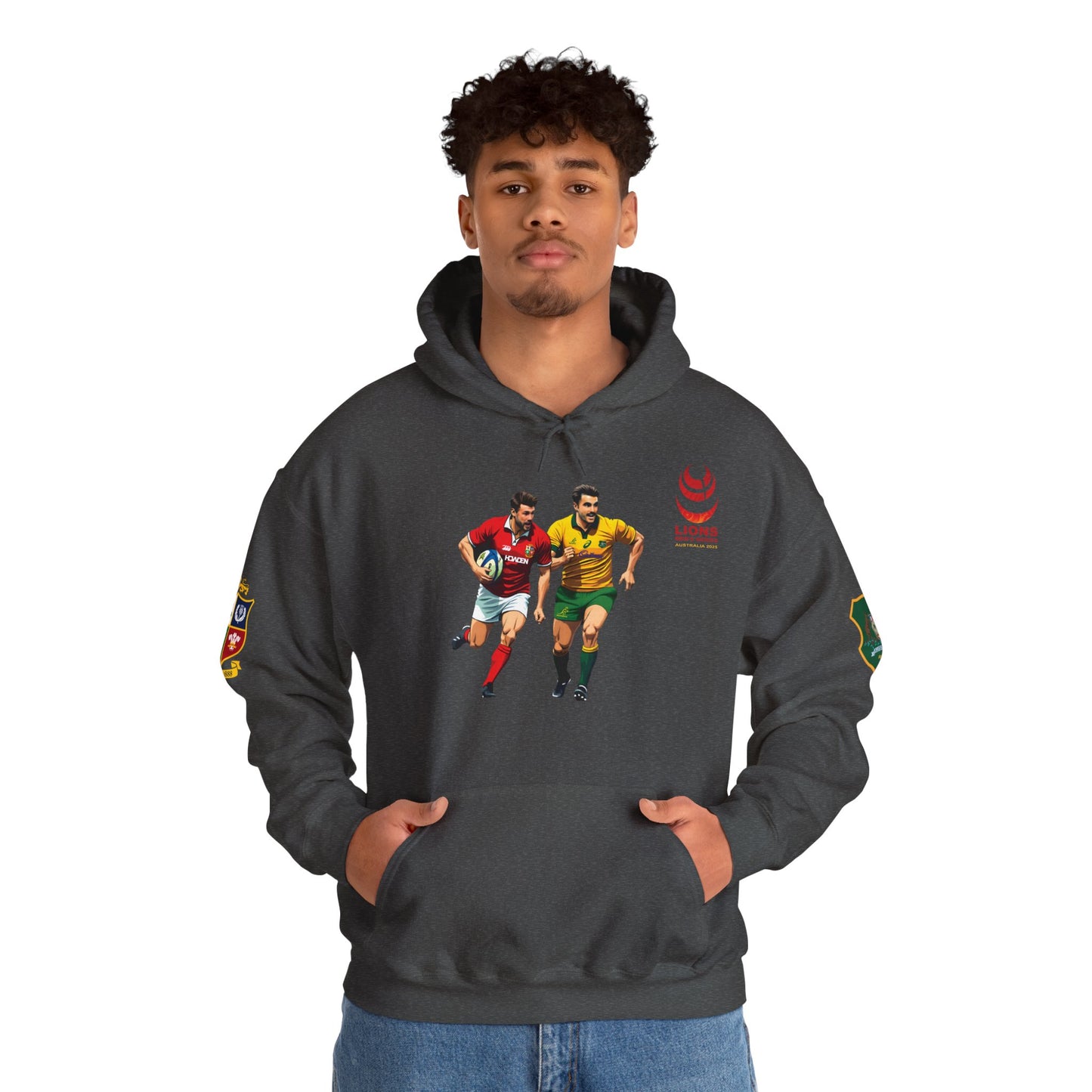 Sports-Inspired Unisex Heavy Blend™ Hooded Sweatshirt - 2025 Lions in Australia Rugby Tour Design