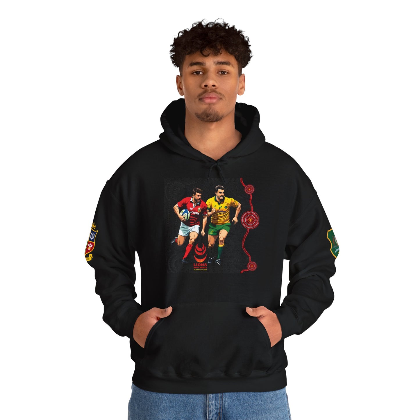 Sports-Inspired Unisex Heavy Blend™ Hooded Sweatshirt - 2025 Lions in Australia Rugby Tour Design