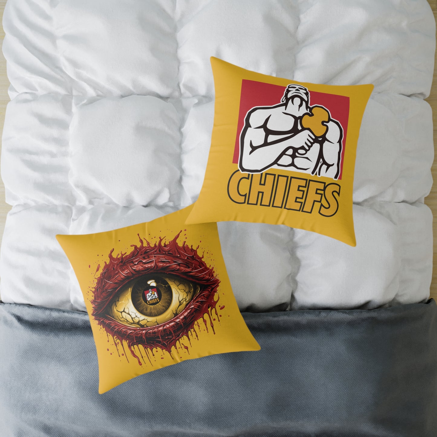 Square Poly Canvas Pillow - yellow