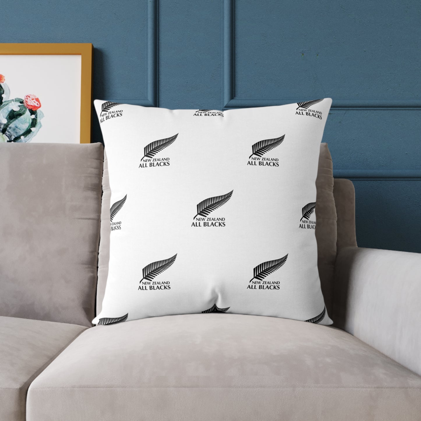 All Blacks White Square Poly Canvas Pillow