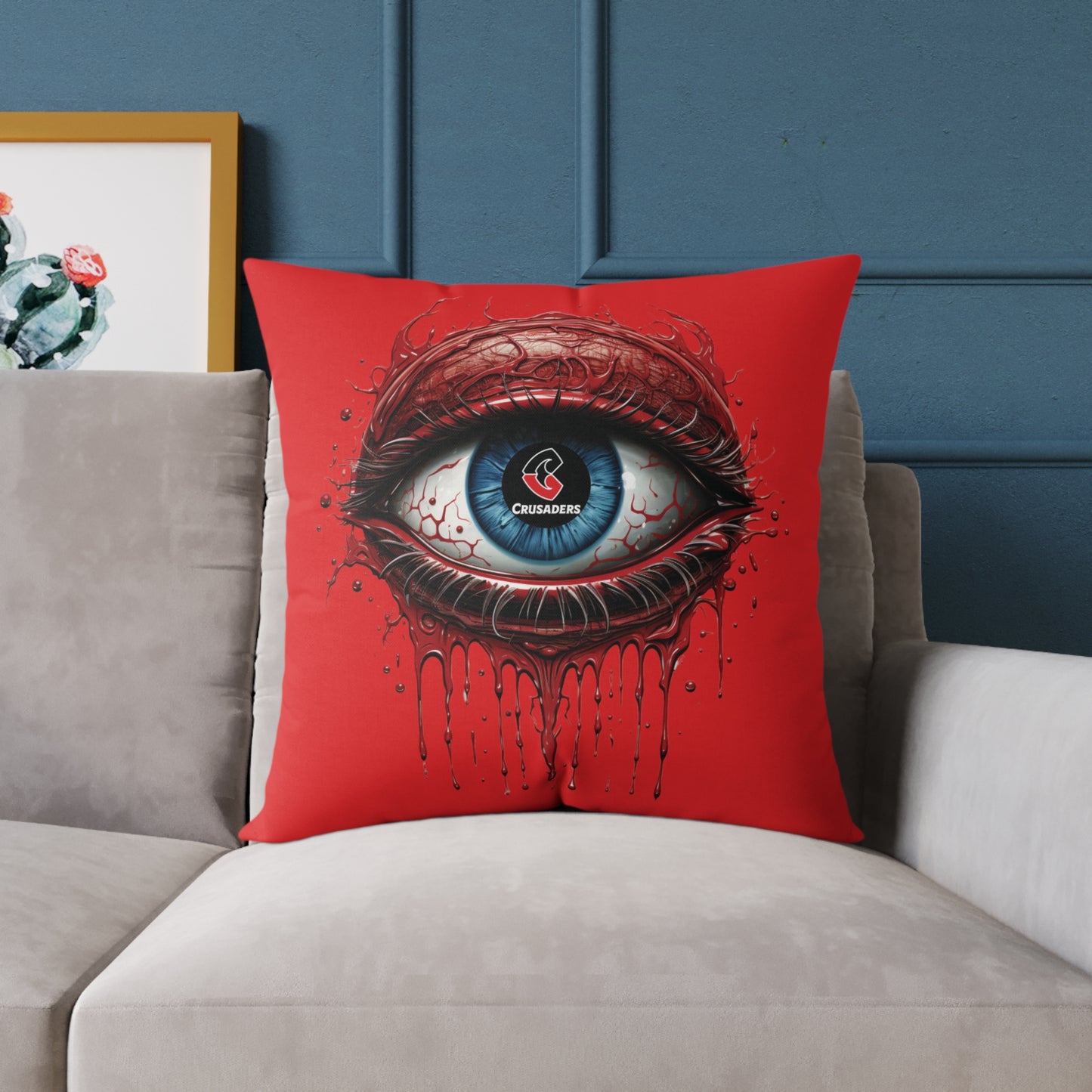 Square Poly Canvas Pillow - red