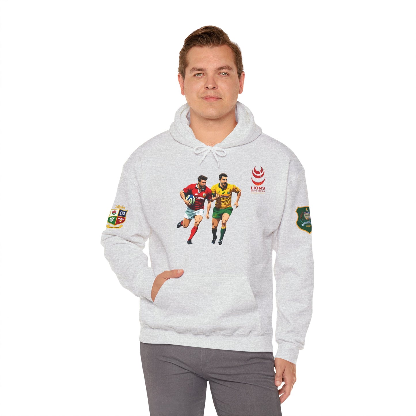 Sports-Inspired Unisex Heavy Blend™ Hooded Sweatshirt - 2025 Lions in Australia Rugby Tour Design