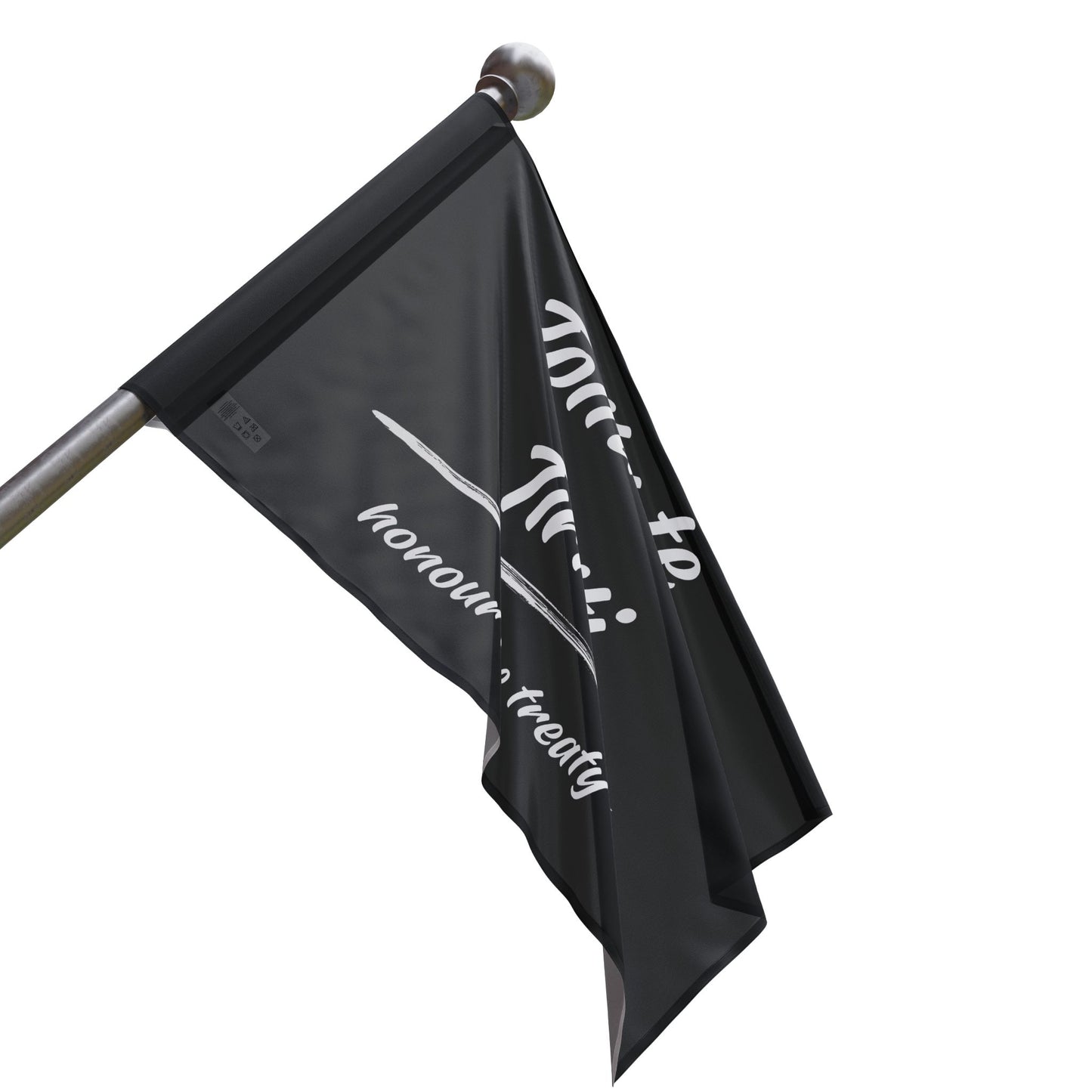 Toitu te Tiriti - Honour the Treaty Flag - White Text on Black Flag