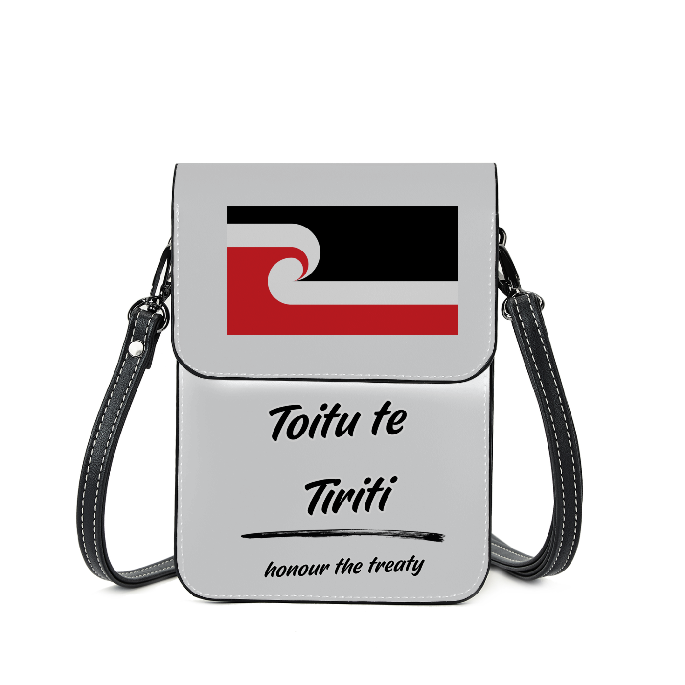 All-Over Print Leather Phone Bag - Toitu te Tiriti - Honour the Treaty