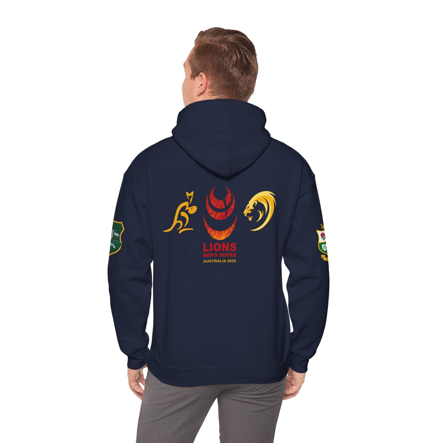 Sports-Inspired Unisex Heavy Blend™ Hooded Sweatshirt - 2025 Lions in Australia Rugby Tour Design