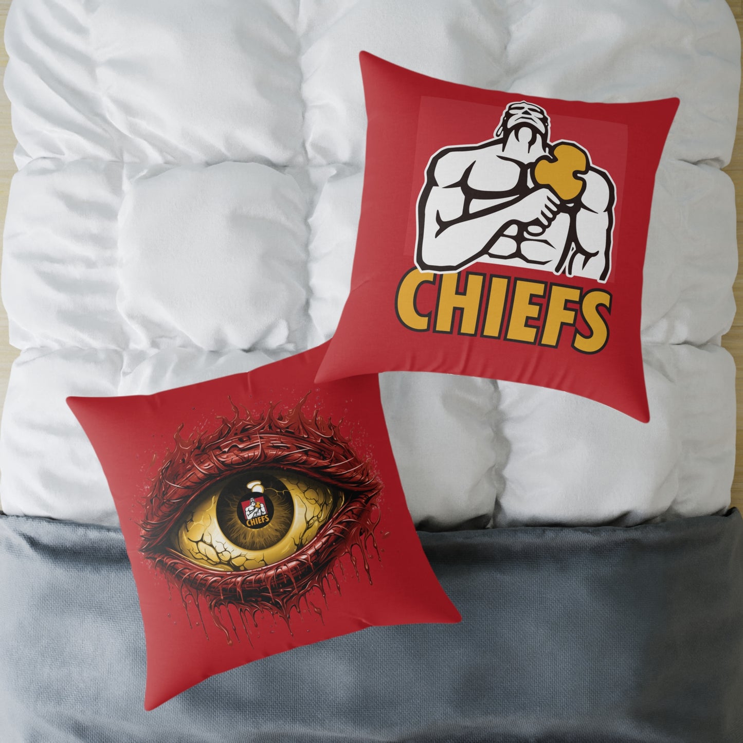 Square Poly Canvas Pillow - dark red