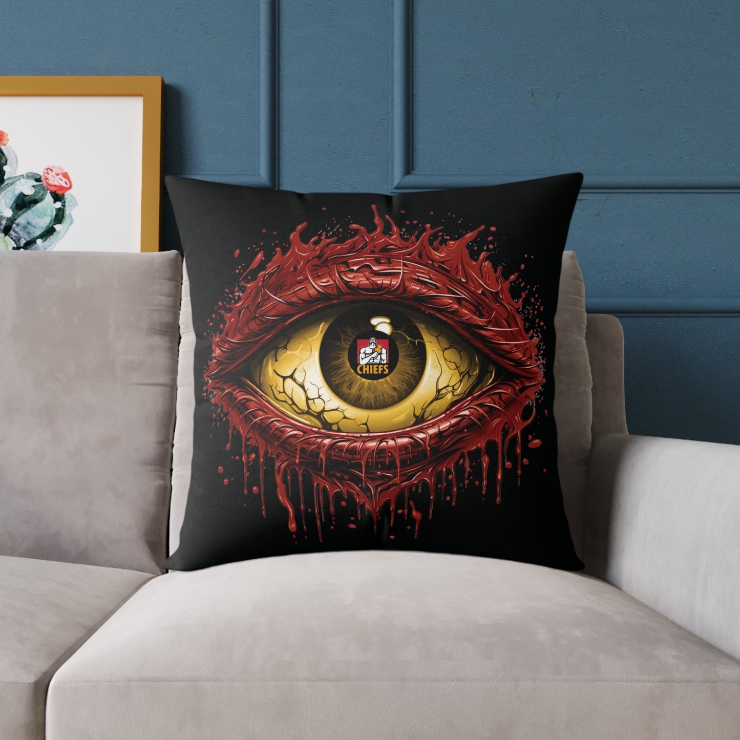 Square Poly Canvas Pillow - black