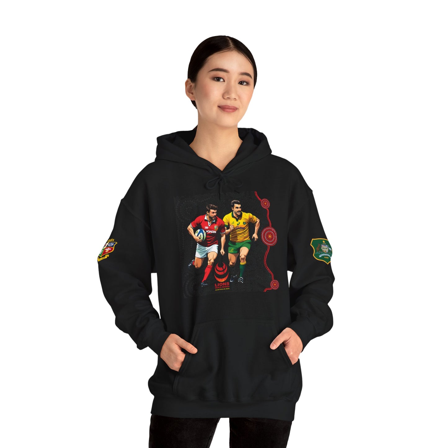 Sports-Inspired Unisex Heavy Blend™ Hooded Sweatshirt - 2025 Lions in Australia Rugby Tour Design