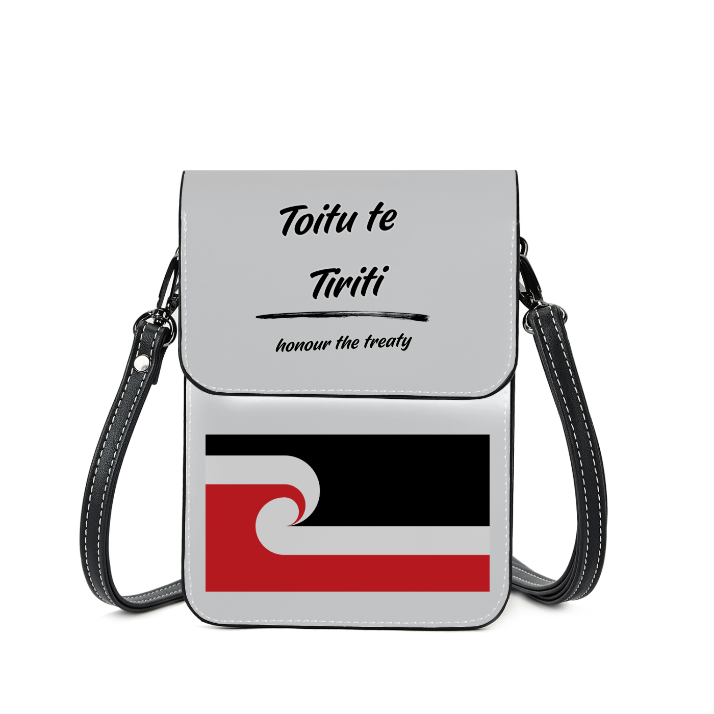 All-Over Print Leather Phone Bag - Toitu te Tiriti - Honour the Treaty