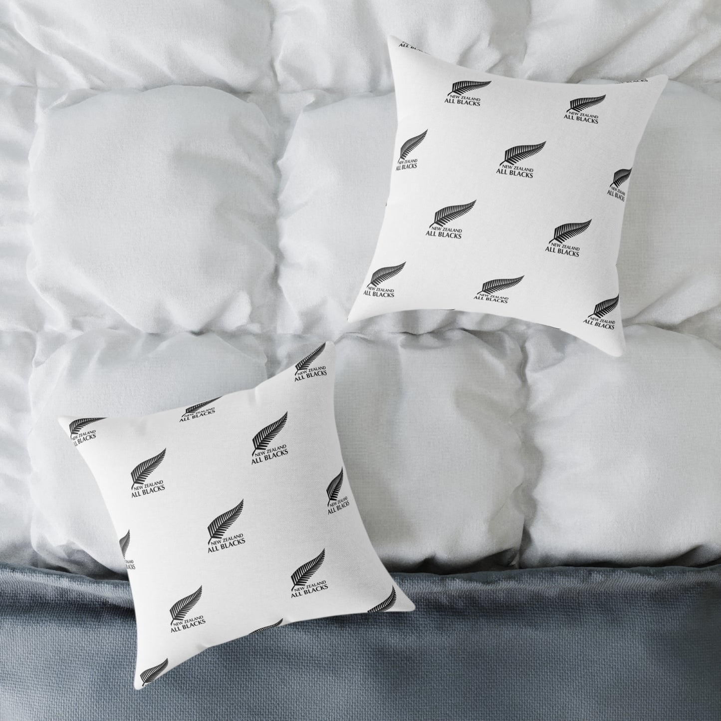 All Blacks White Square Poly Canvas Pillow