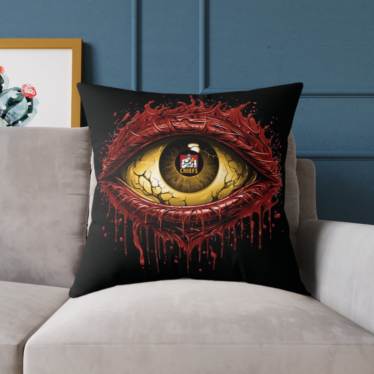Square Poly Canvas Pillow - black