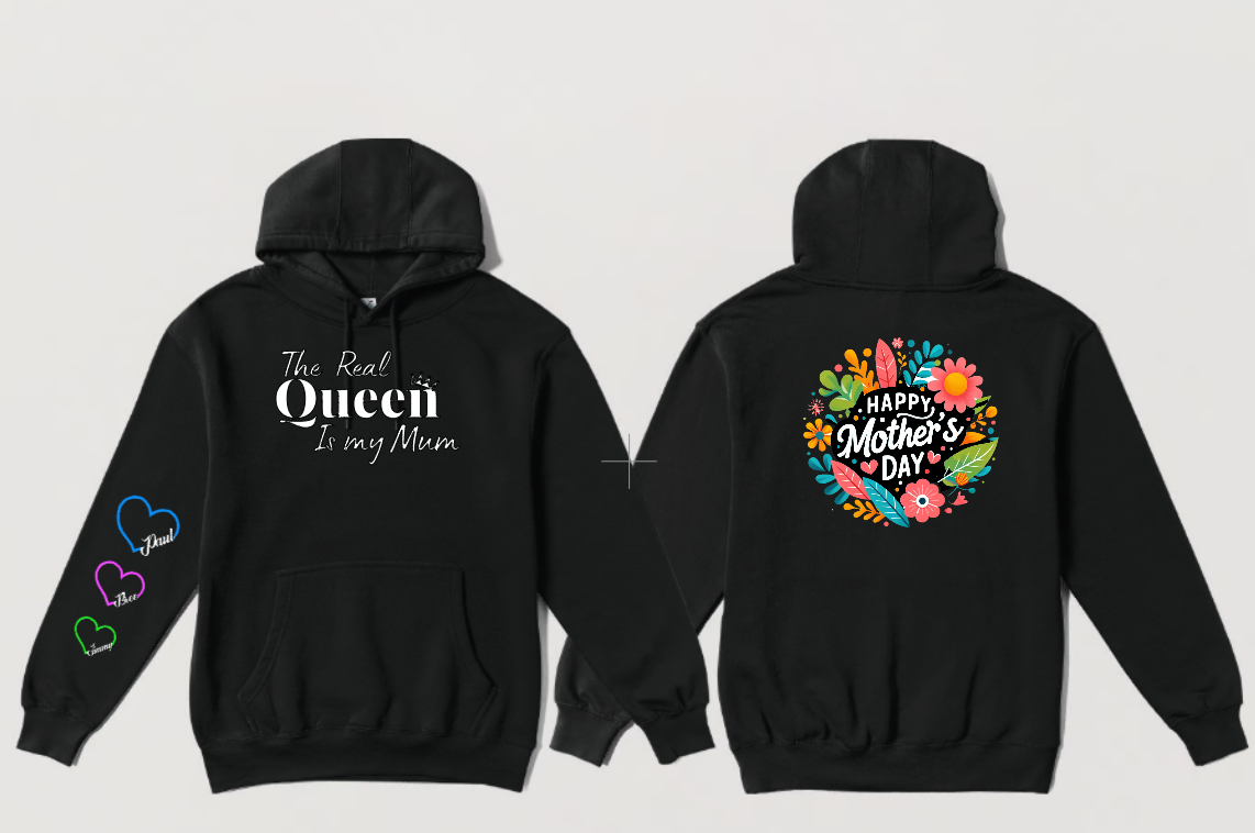 Mothers Day Hearts on Sleeve - Unisex Heavy Blend™ Hooded Sweatshirt (Made in-house)