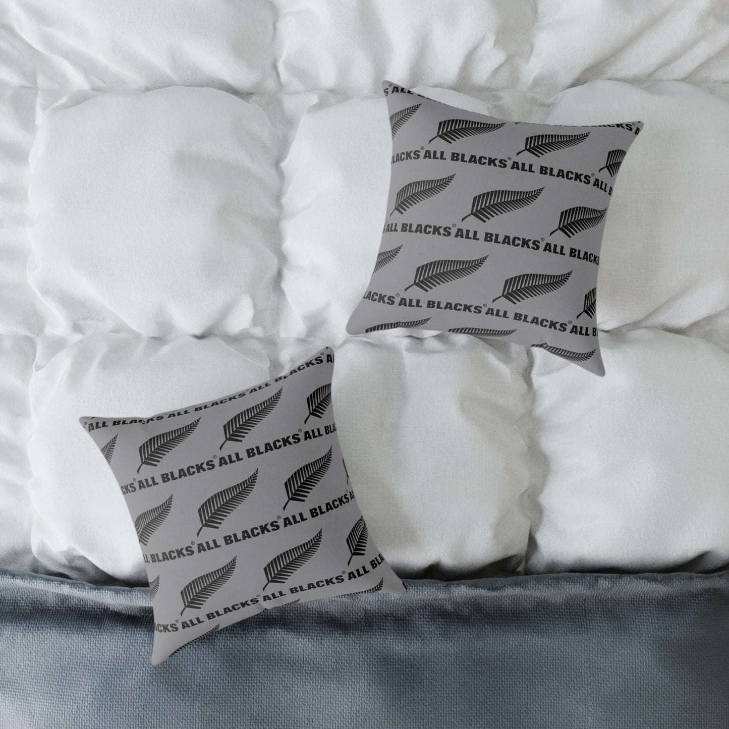 All Blacks Grey Square Poly Canvas Pillow