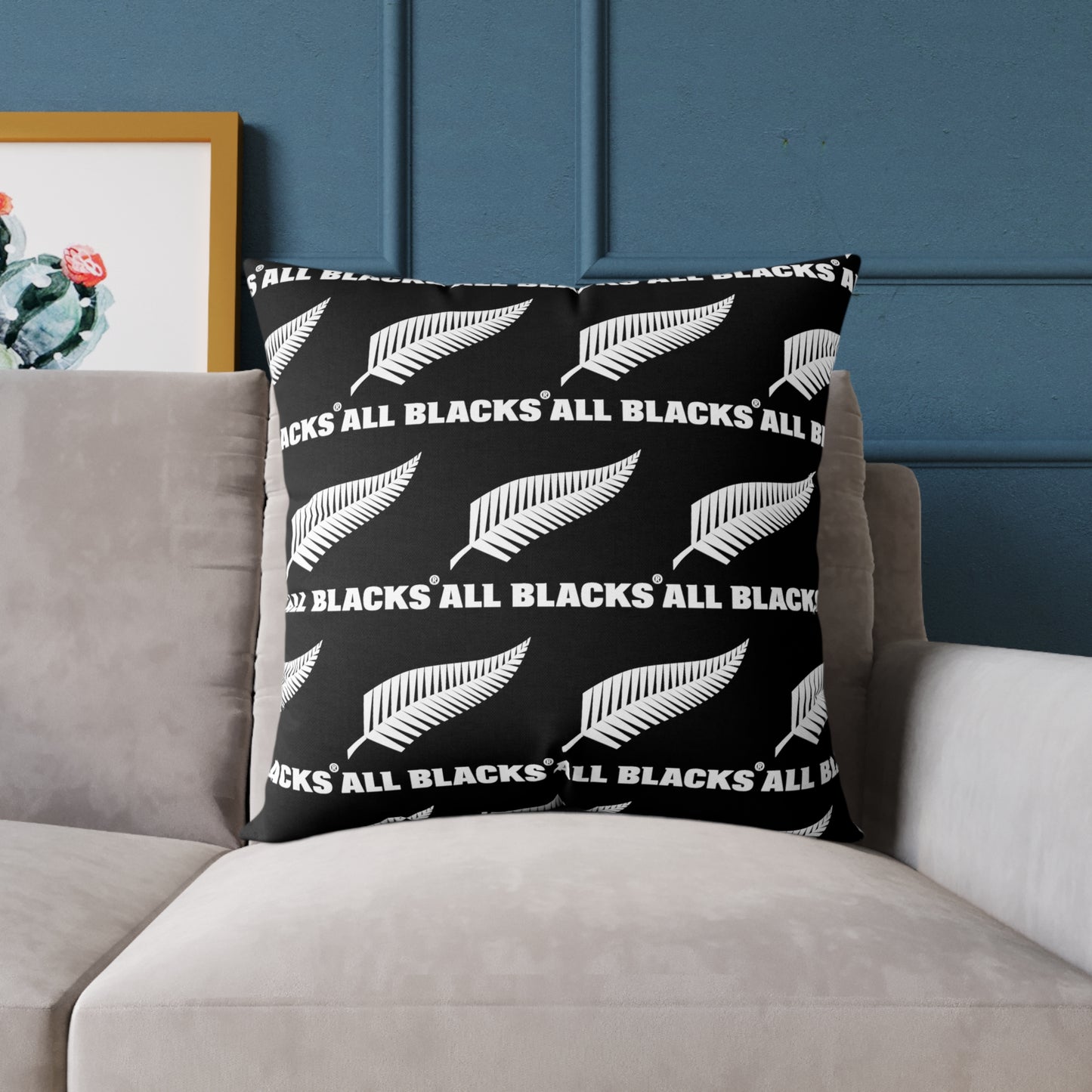 All Blacks Black Square Poly Canvas Pillow