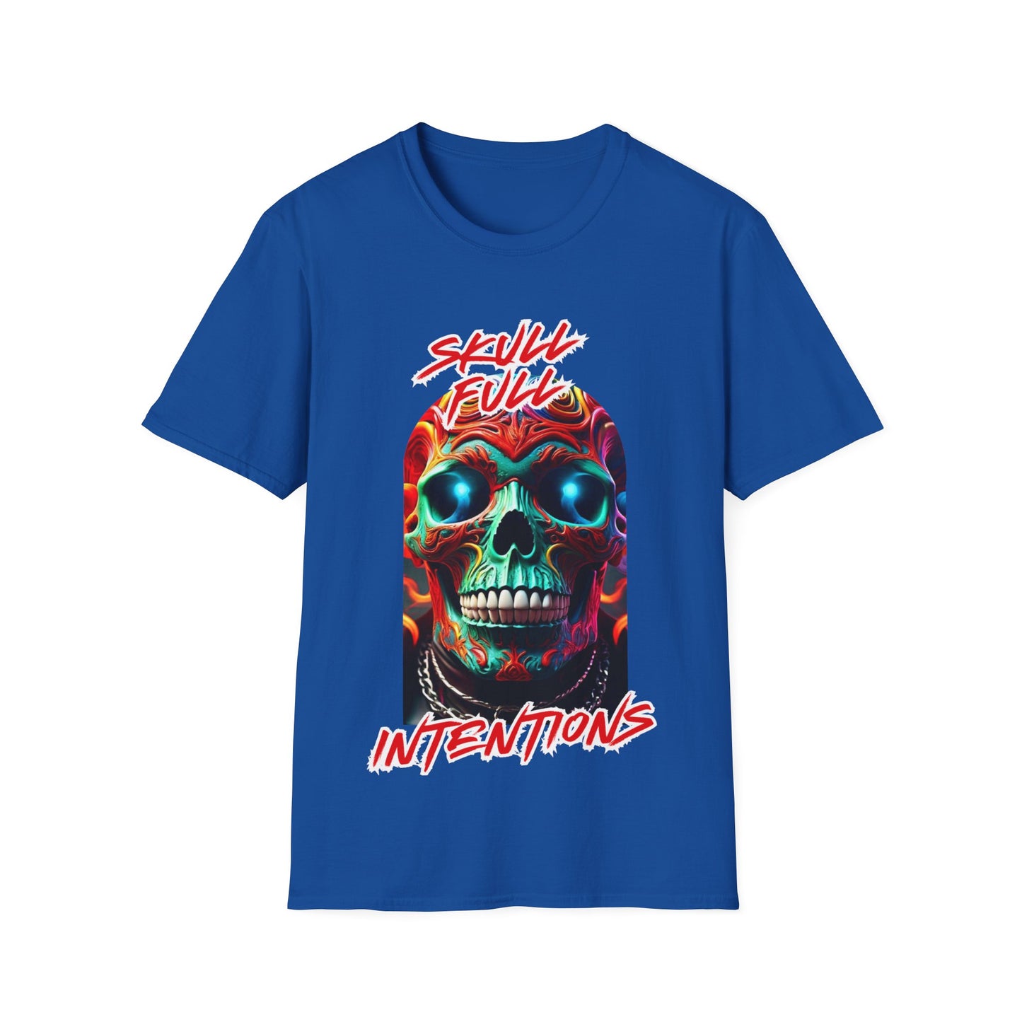 Skull-Ful-Intnentions Plain Crew Neck T-Shirt