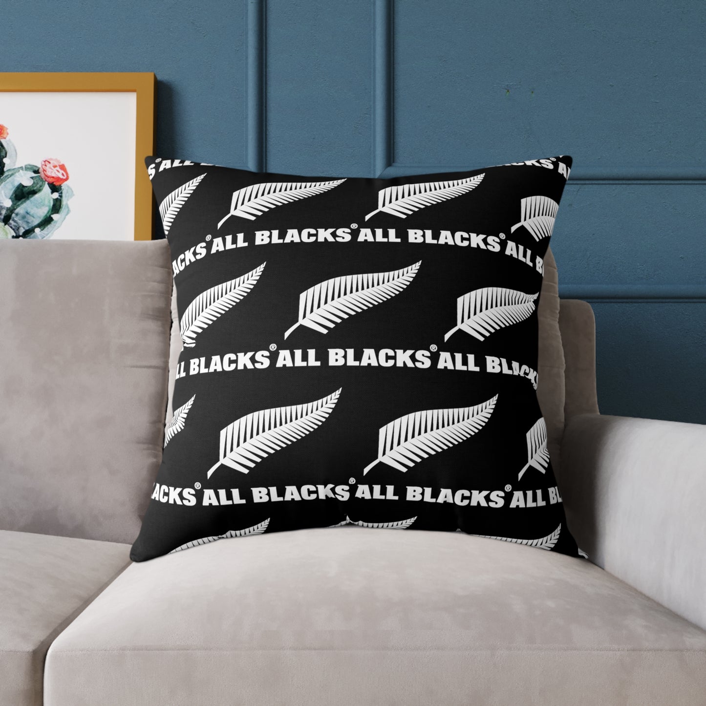 All Blacks Black Square Poly Canvas Pillow