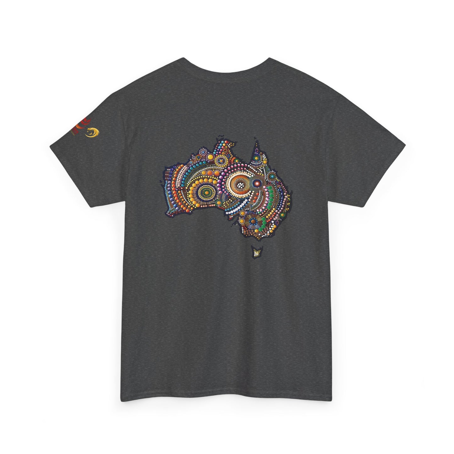 Sport-Inspired Unisex Heavy Cotton Tee with Lions Rugby Tour 2025 & Indigenous Australian Art