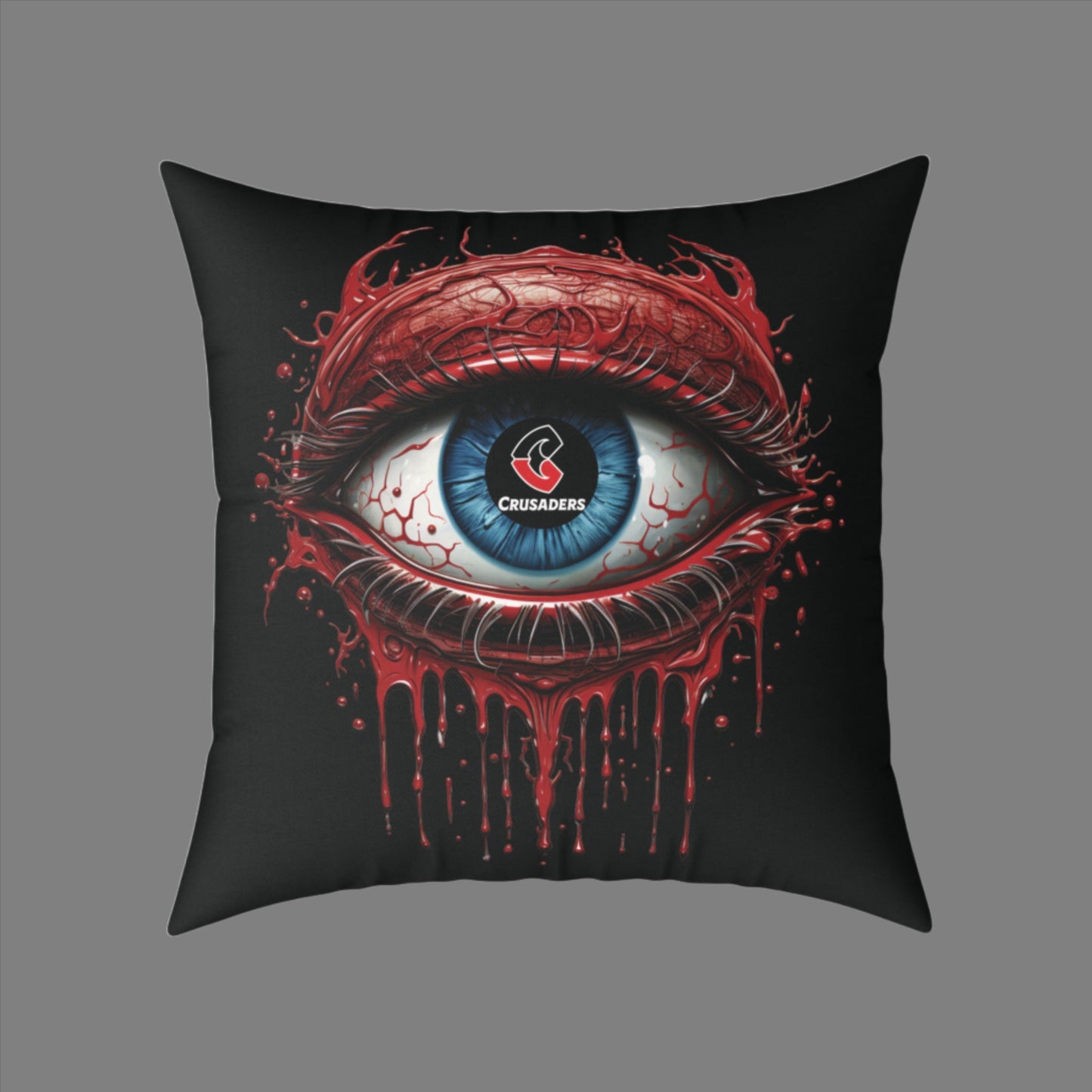 Square Poly Canvas Pillow - black