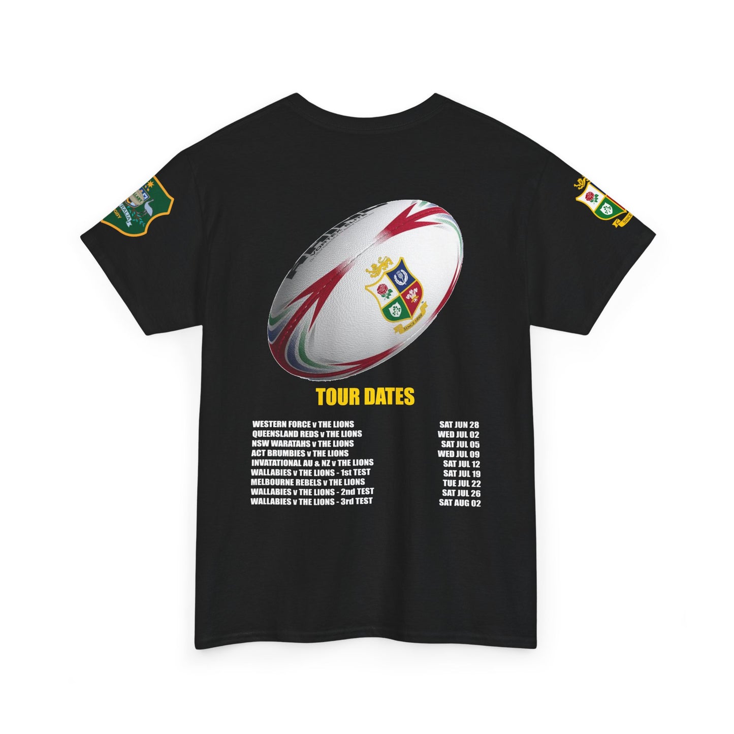 Sport-Inspired Unisex Heavy Cotton Tee with Lions Rugby Tour 2025 - Lion & Roo Design (UK Distributor)