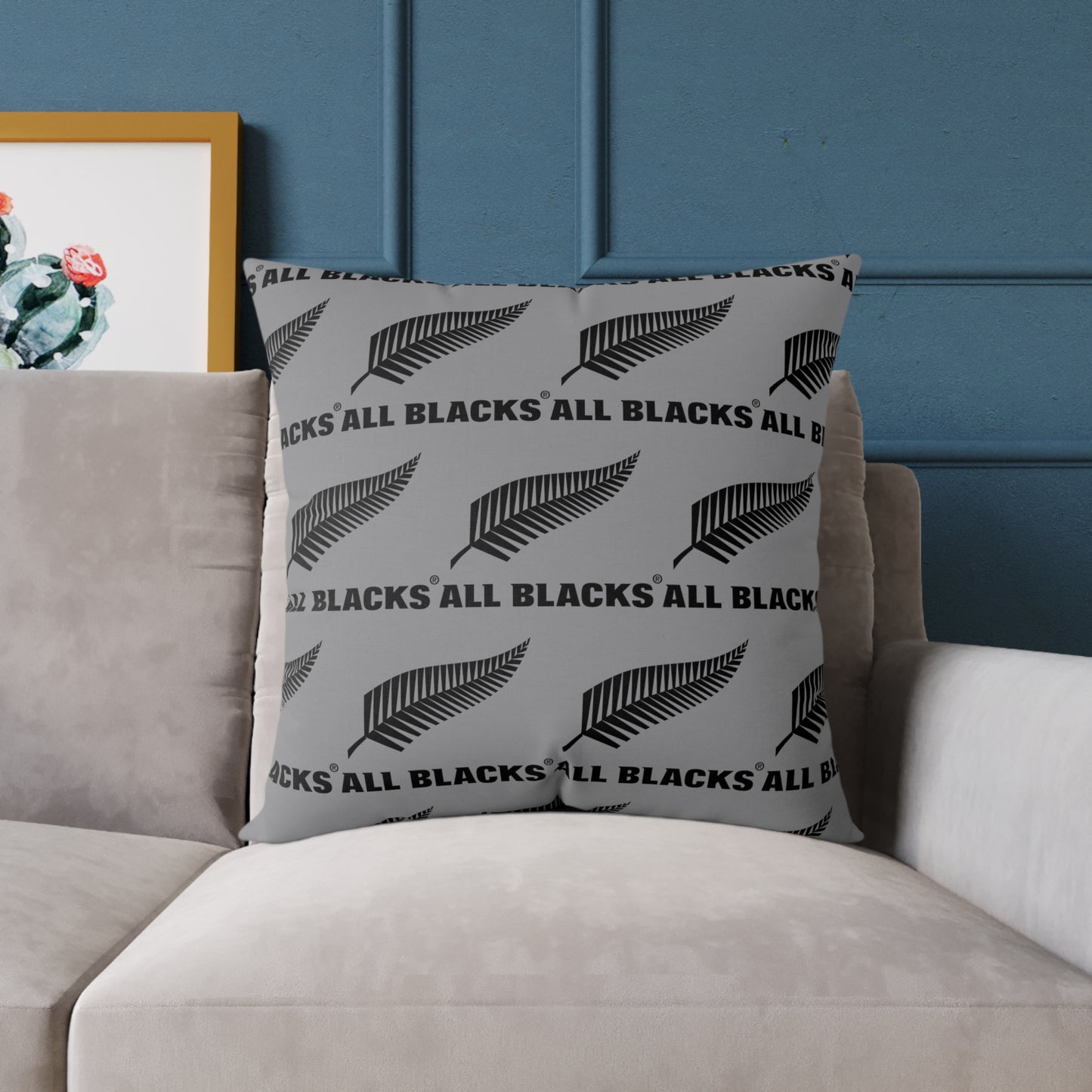 All Blacks Grey Square Poly Canvas Pillow