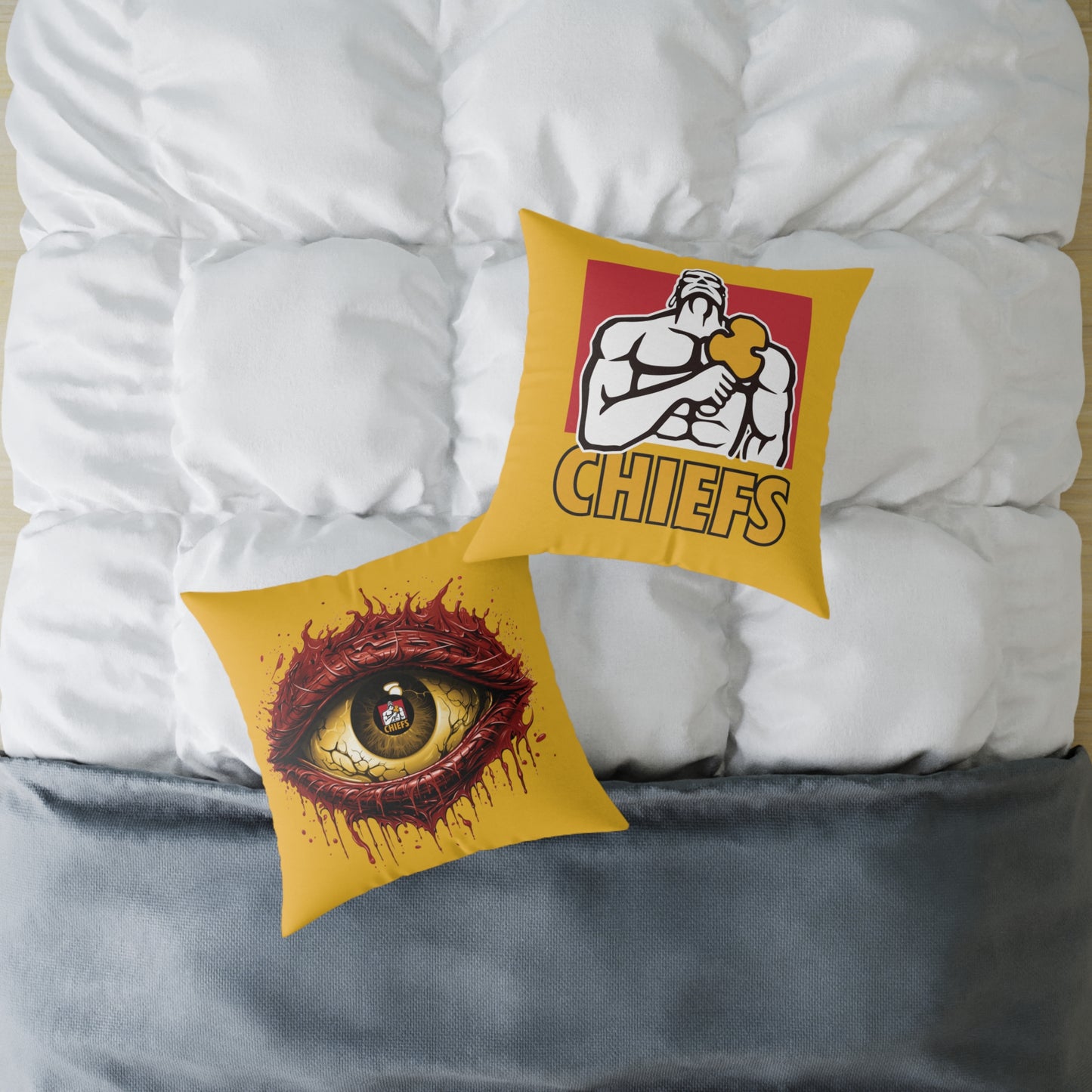Square Poly Canvas Pillow - yellow