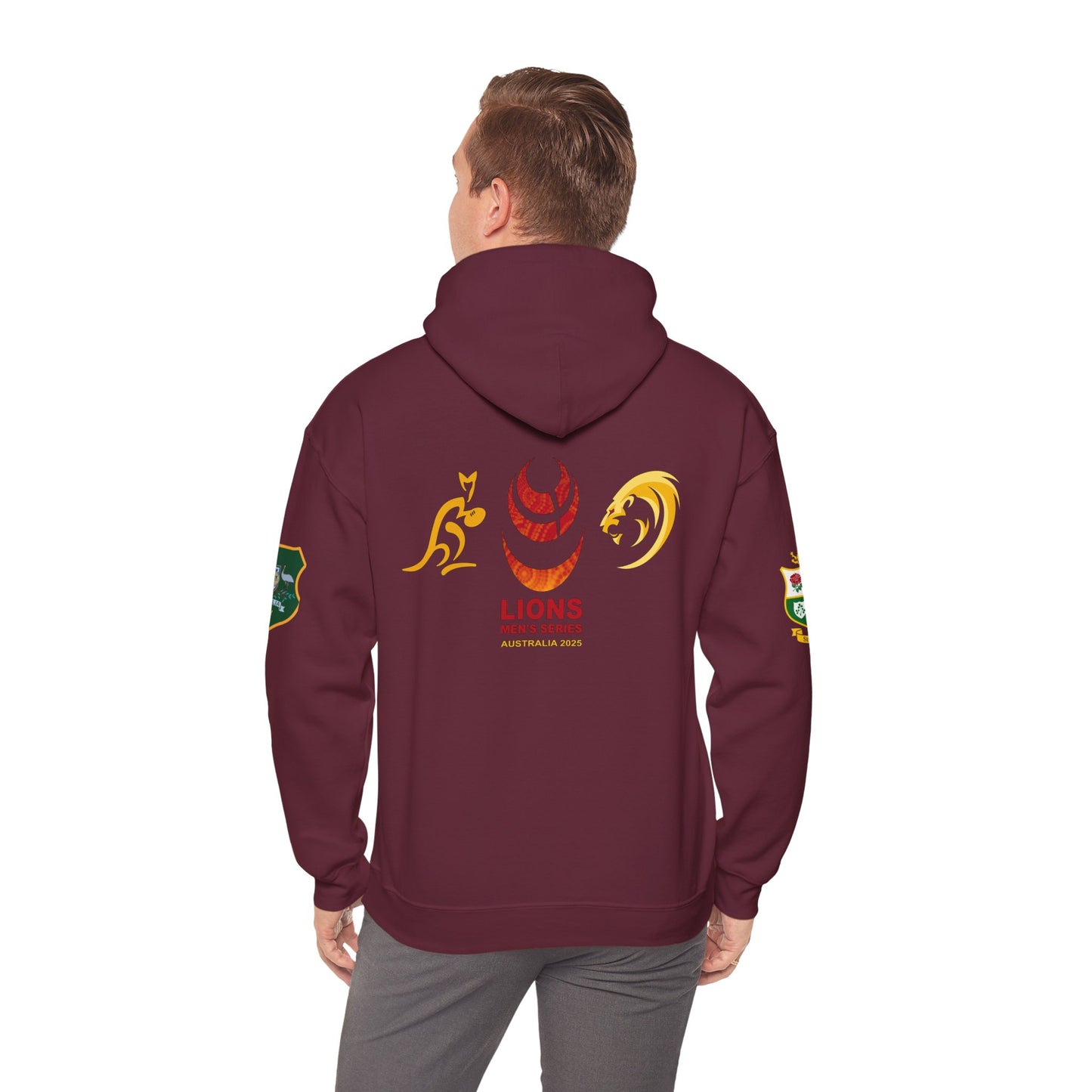Sports-Inspired Unisex Heavy Blend™ Hooded Sweatshirt - 2025 Lions in Australia Rugby Tour Design