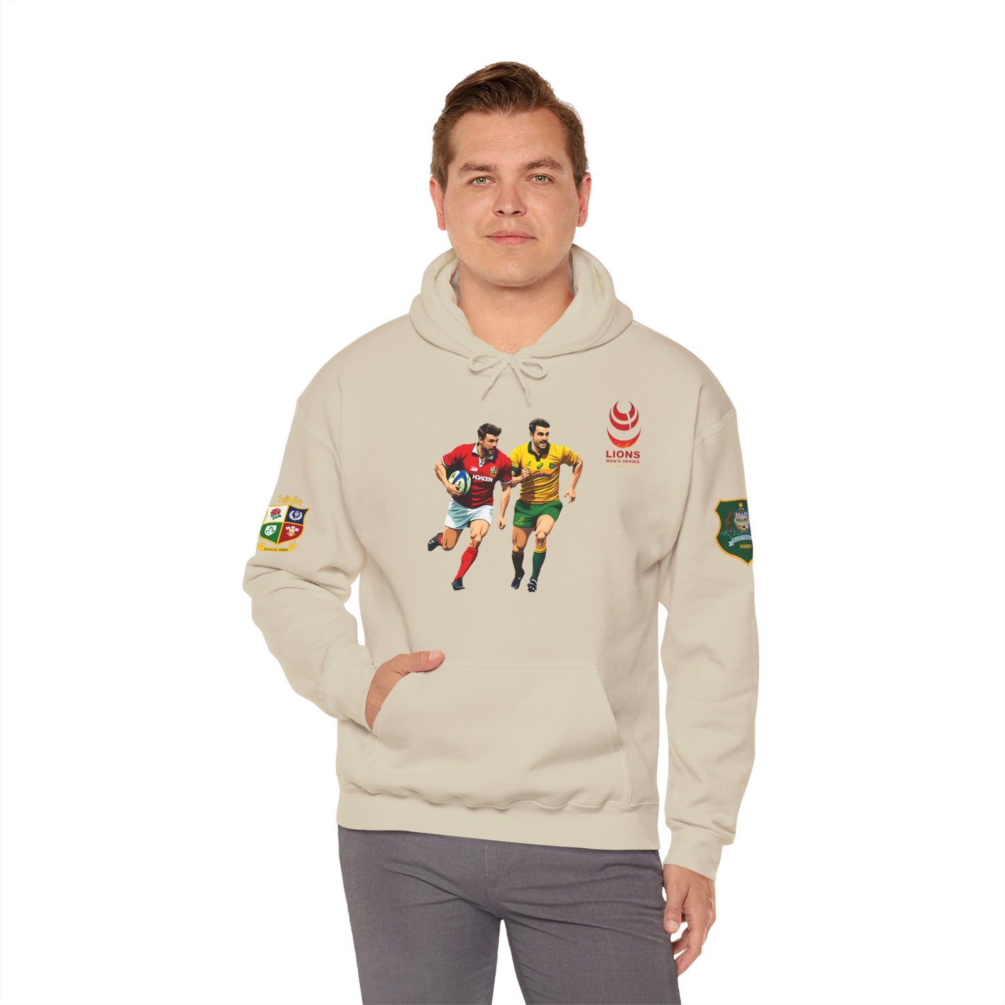 Sports-Inspired Unisex Heavy Blend™ Hooded Sweatshirt - 2025 Lions in Australia Rugby Tour Design
