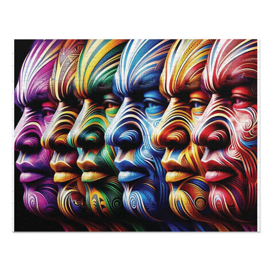 Colourful Tribal Faces Jigsaw Puzzle — Puzzle with Tin Case