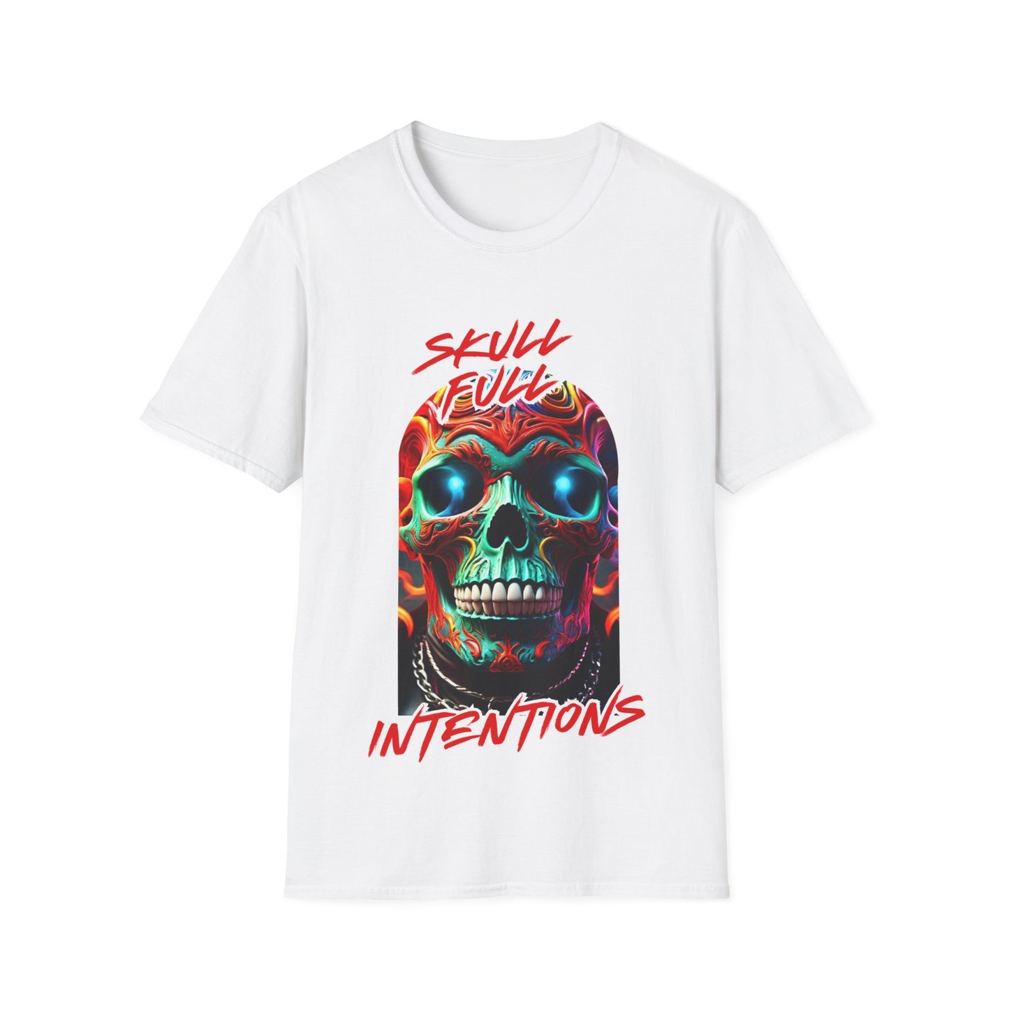 Skull-Ful-Intnentions Plain Crew Neck T-Shirt