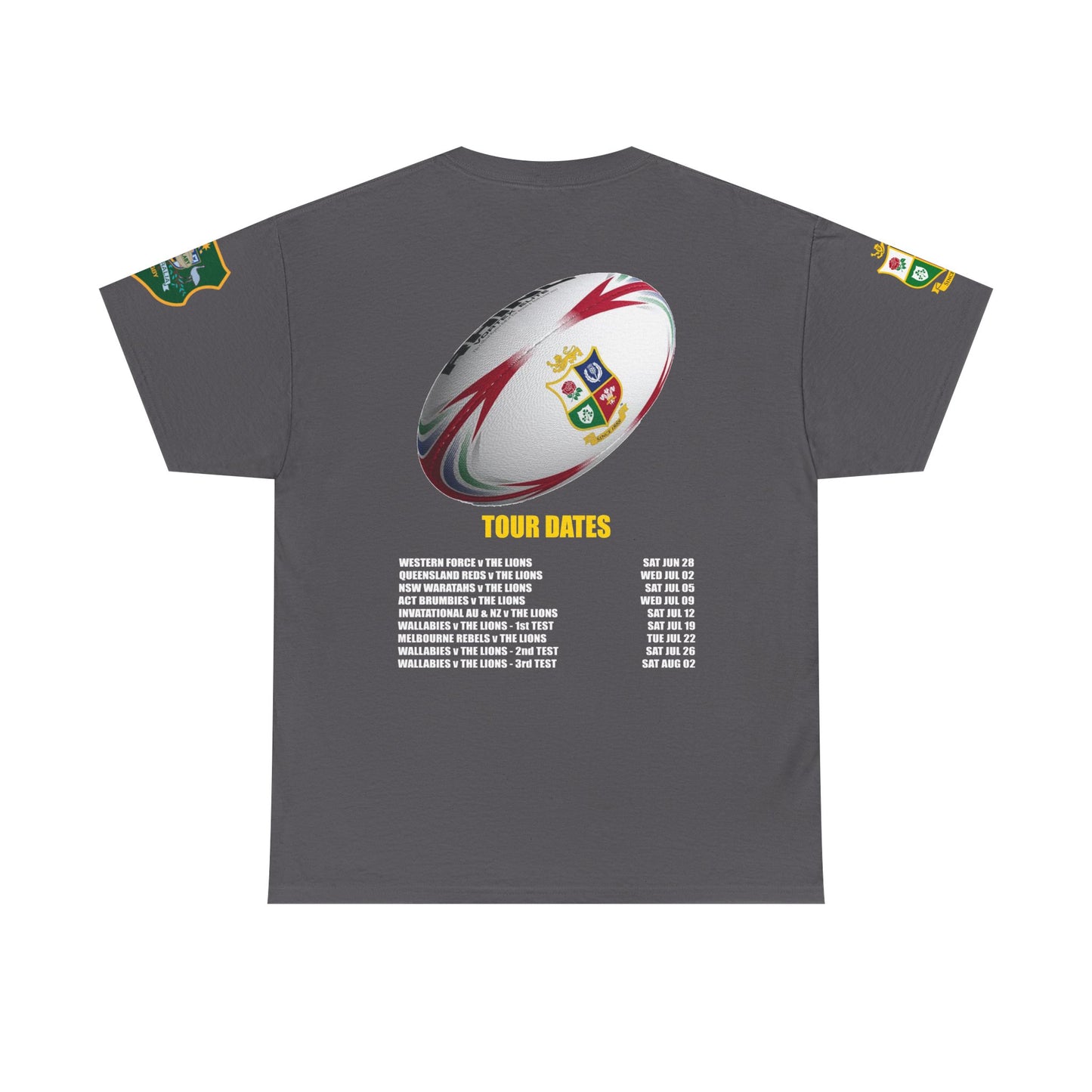 Sport-Inspired Unisex Heavy Cotton Tee with Lions Rugby Tour 2025 - Lion & Roo Design (UK Distributor)