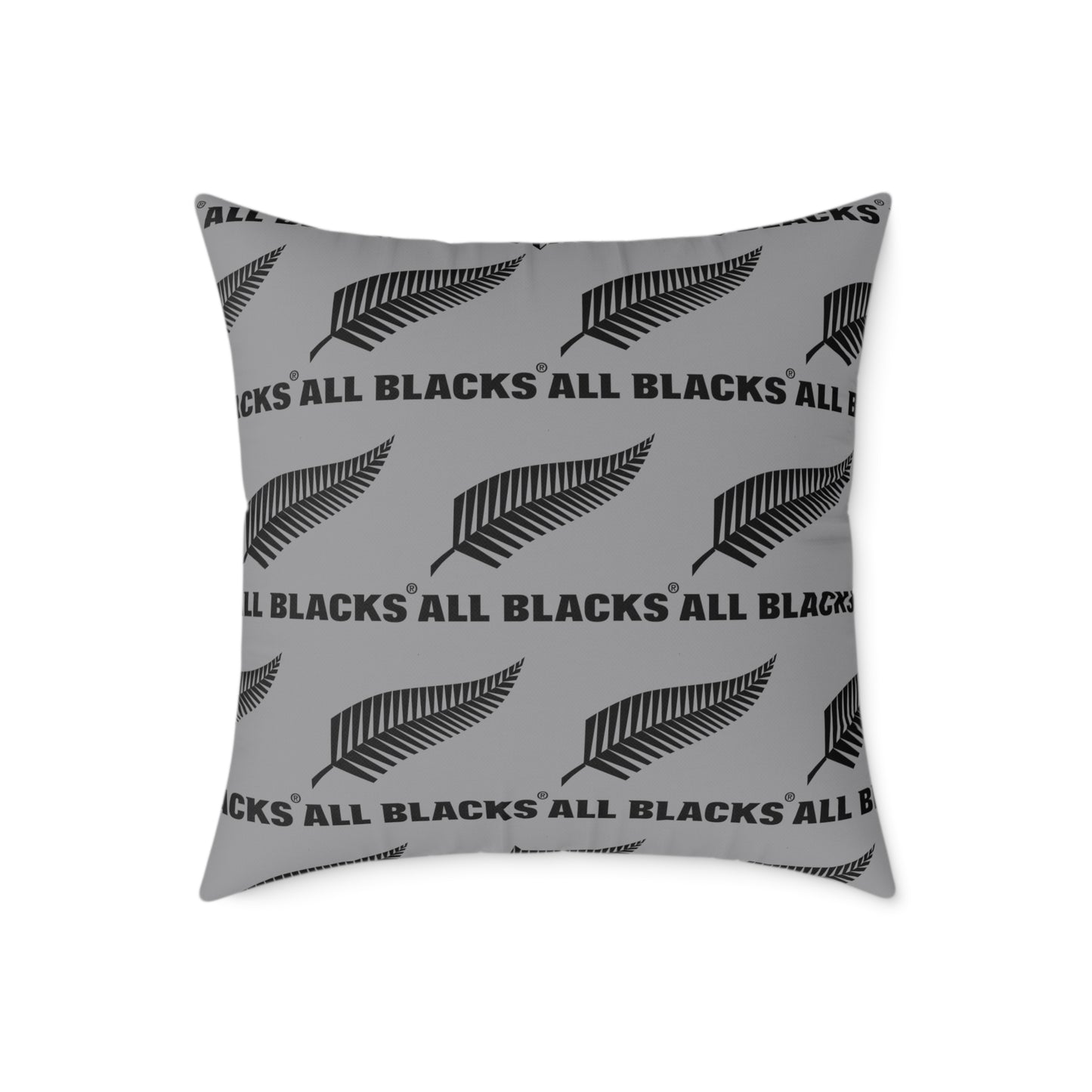 All Blacks Grey Square Poly Canvas Pillow