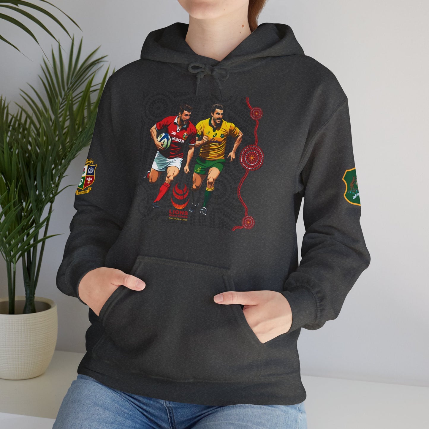 Sports-Inspired Unisex Heavy Blend™ Hooded Sweatshirt - 2025 Lions in Australia Rugby Tour Design
