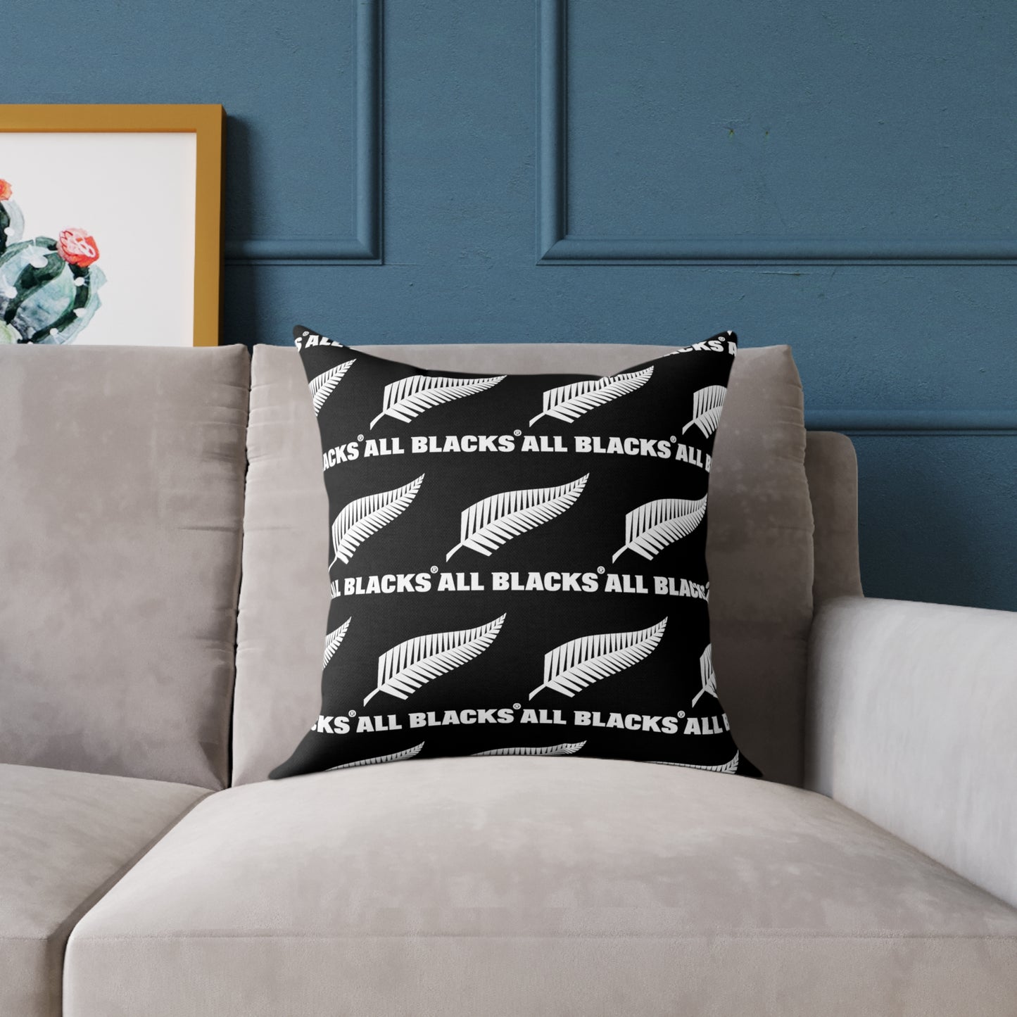 All Blacks Black Square Poly Canvas Pillow