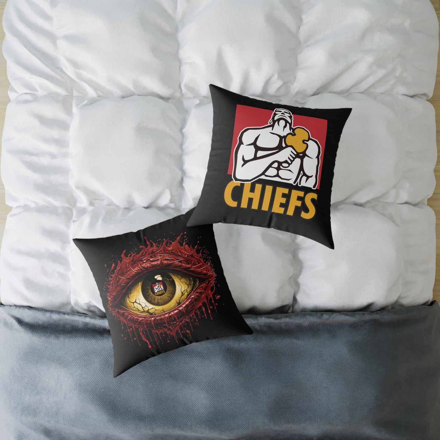 Square Poly Canvas Pillow - black