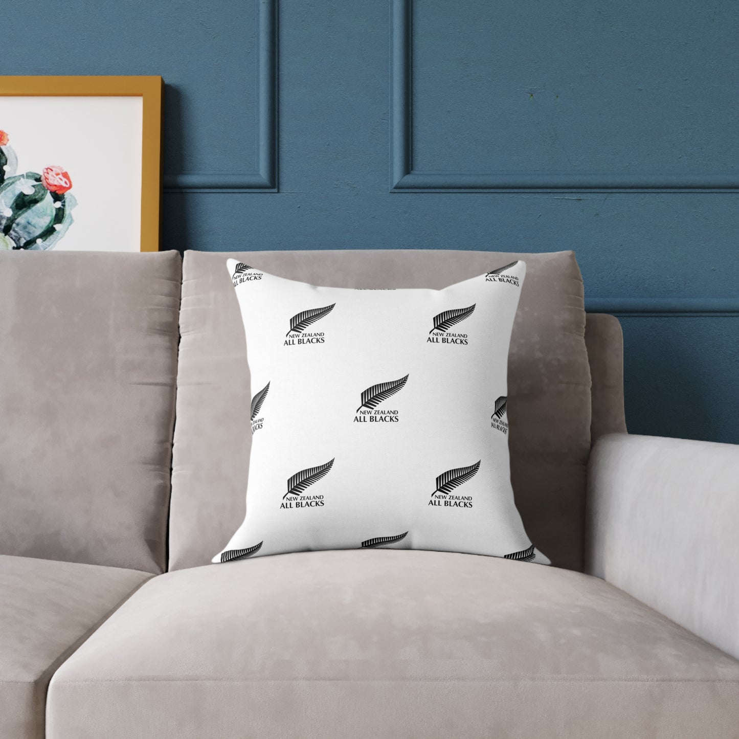 All Blacks White Square Poly Canvas Pillow