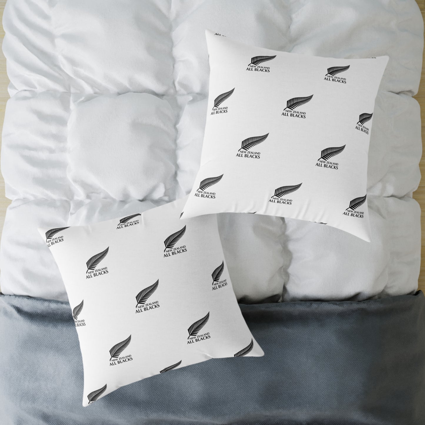 All Blacks White Square Poly Canvas Pillow