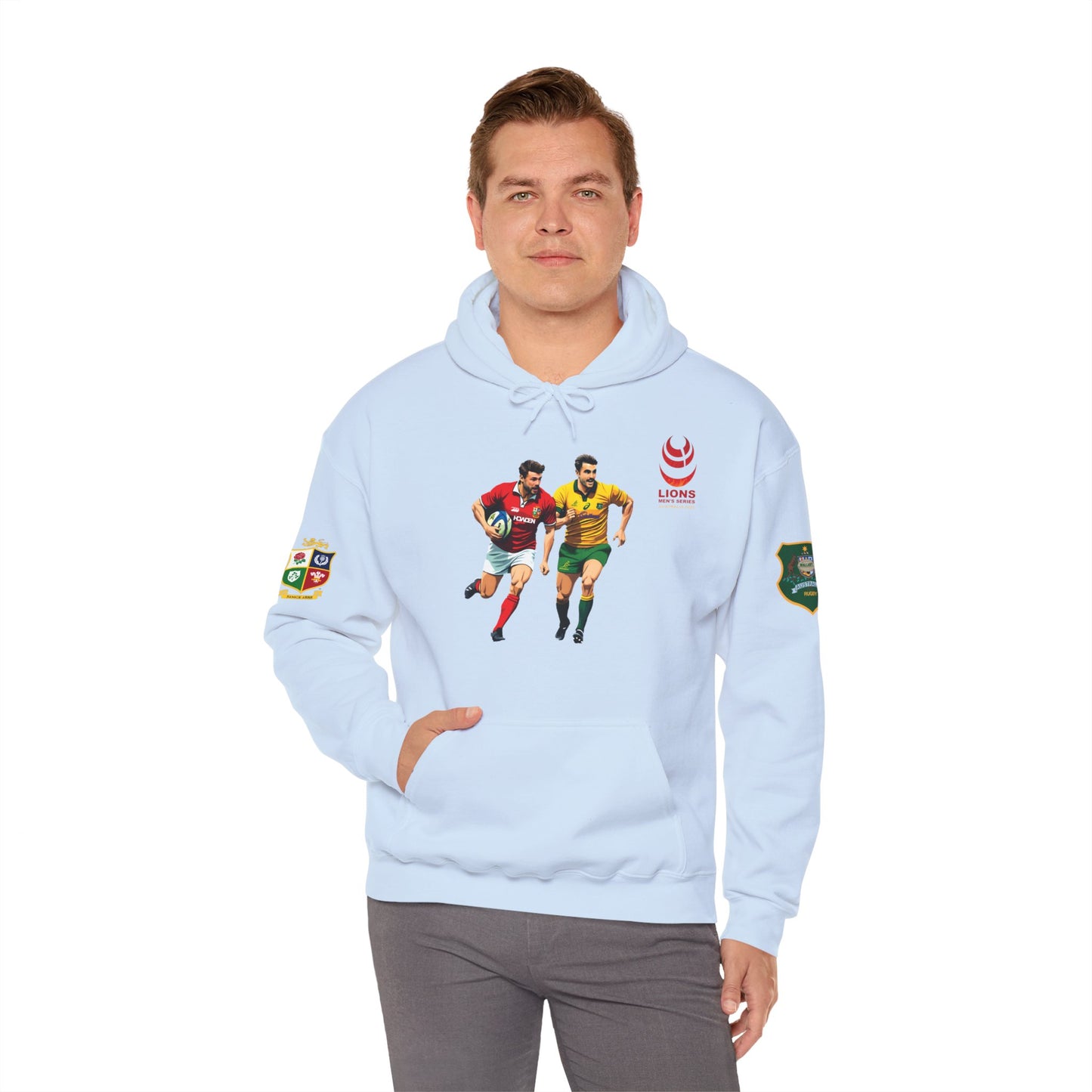 Sports-Inspired Unisex Heavy Blend™ Hooded Sweatshirt - 2025 Lions in Australia Rugby Tour Design