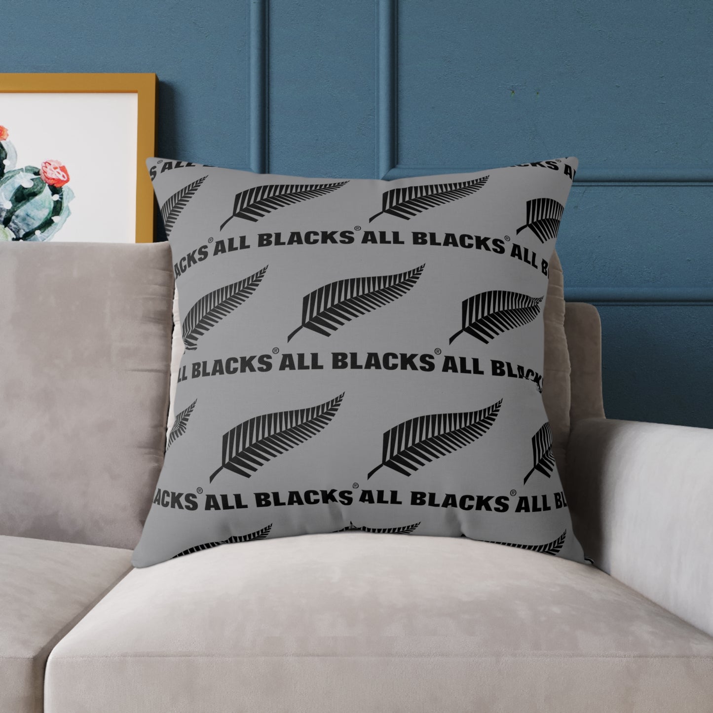 All Blacks Grey Square Poly Canvas Pillow