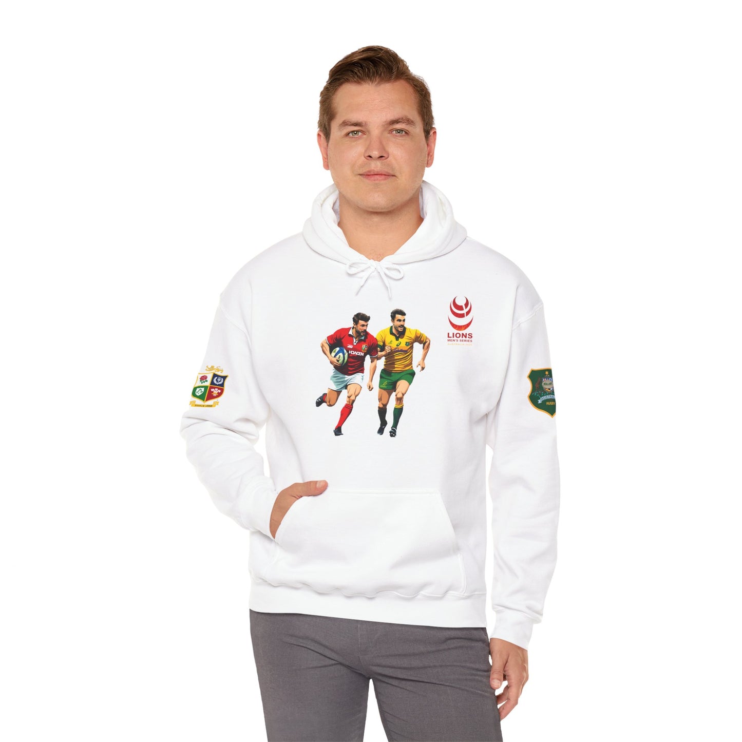 Sports-Inspired Unisex Heavy Blend™ Hooded Sweatshirt - 2025 Lions in Australia Rugby Tour Design