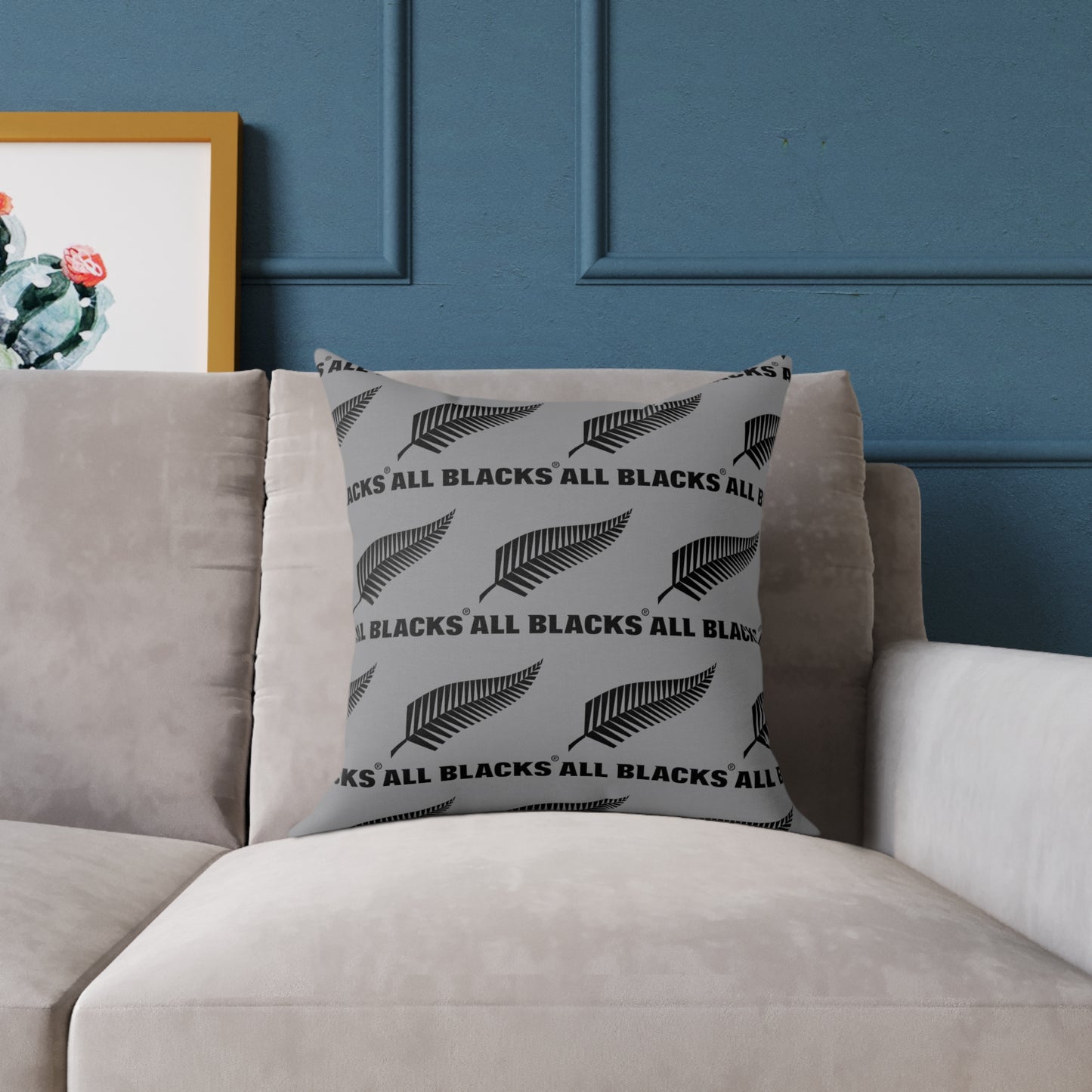 All Blacks Grey Square Poly Canvas Pillow