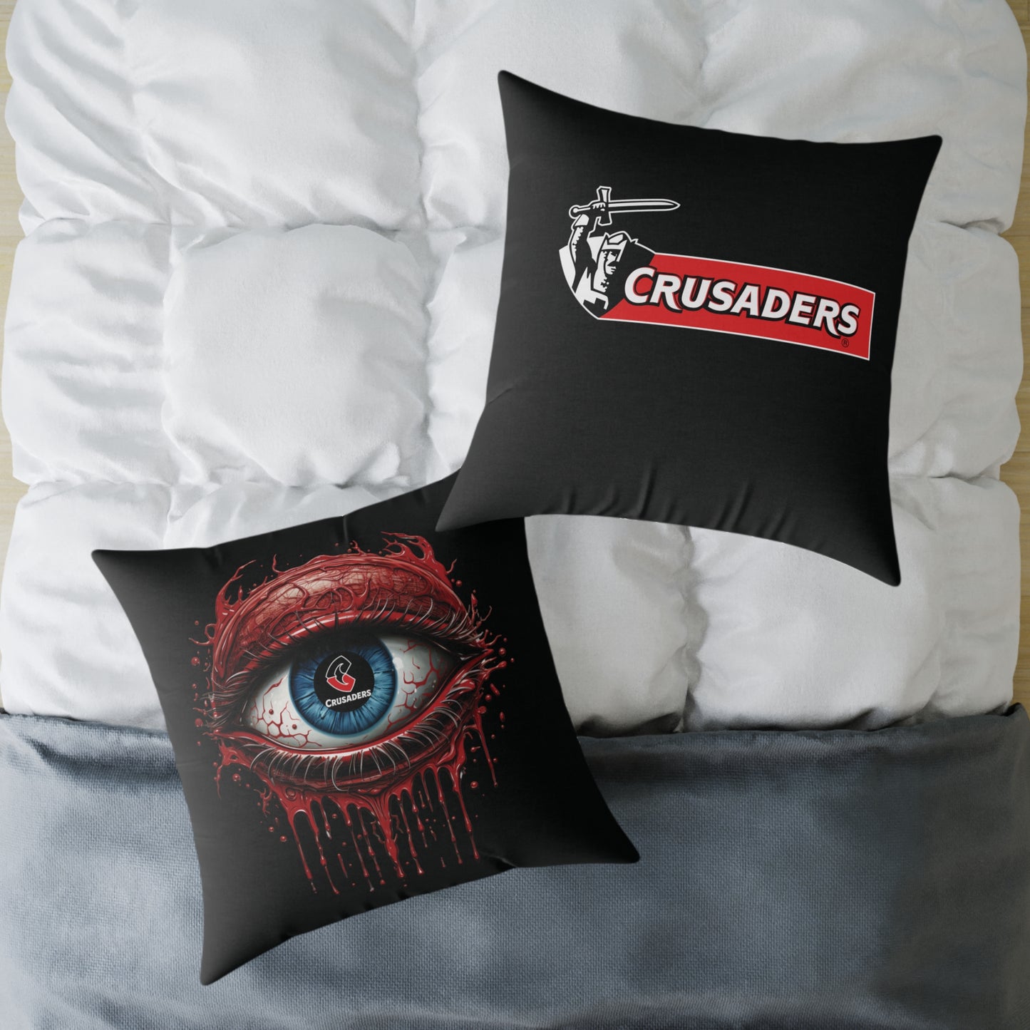 Square Poly Canvas Pillow - black