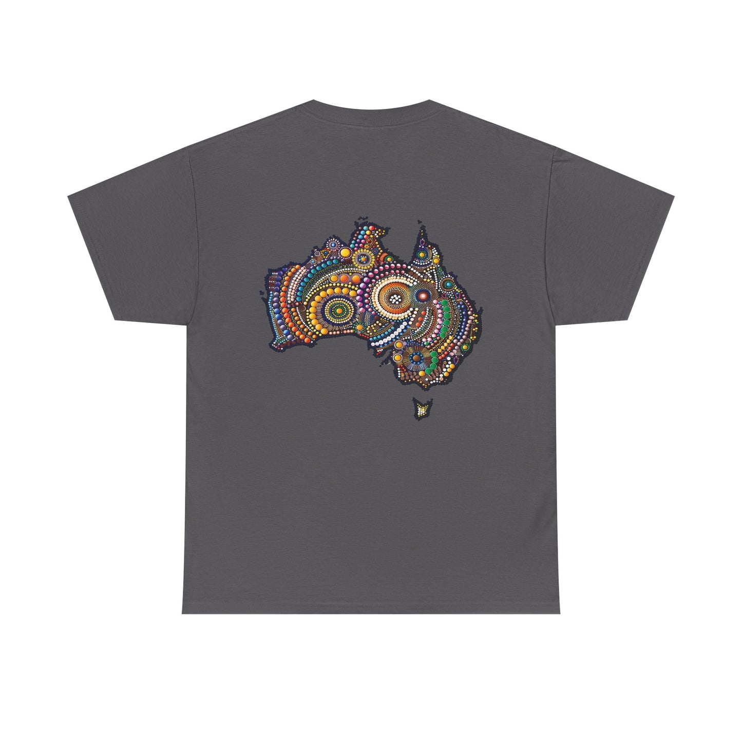 Sport-Inspired Unisex Heavy Cotton Tee with Lions Rugby Tour 2025 & Indigenous Australian Art (UK Distributor)