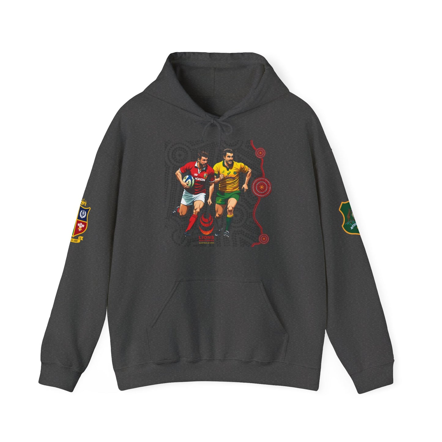 Sports-Inspired Unisex Heavy Blend™ Hooded Sweatshirt - 2025 Lions in Australia Rugby Tour Design